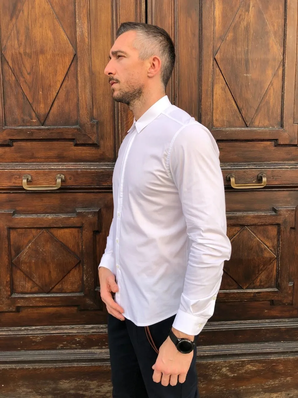 Camicia colletto bottone argento officina36