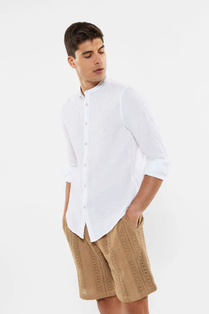 Camicia con colletto alla coreana