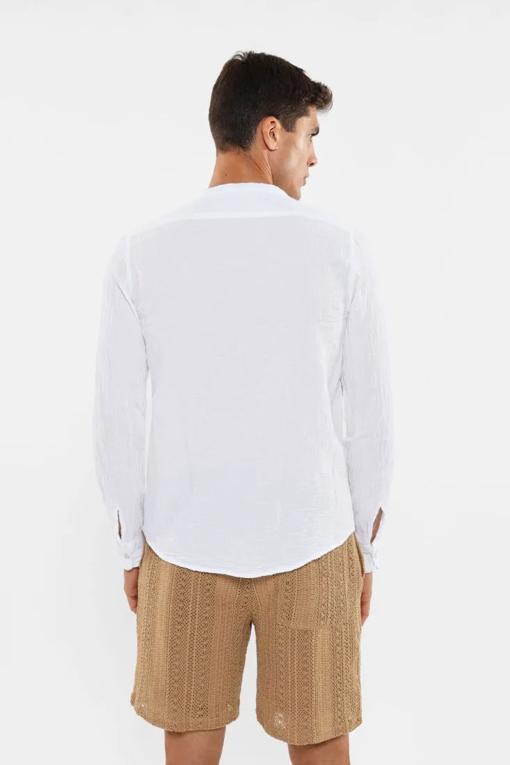 Camicia con colletto alla coreana