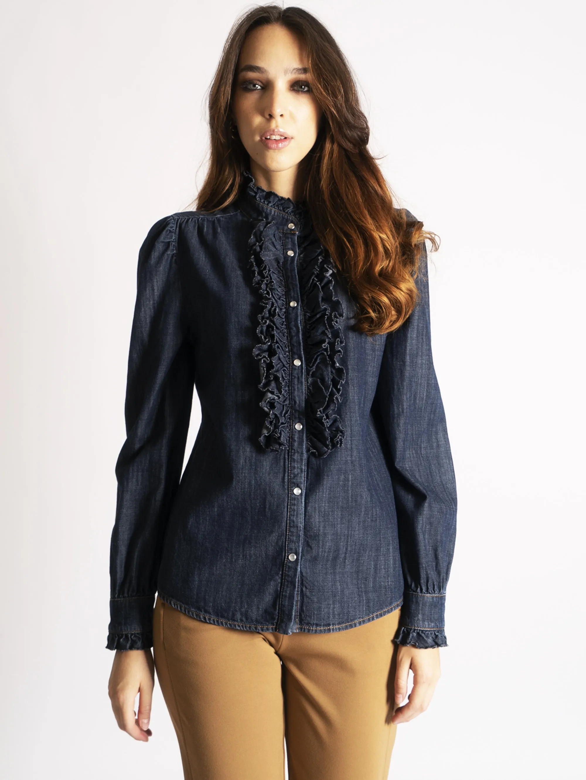Camicia con Rouches Blu