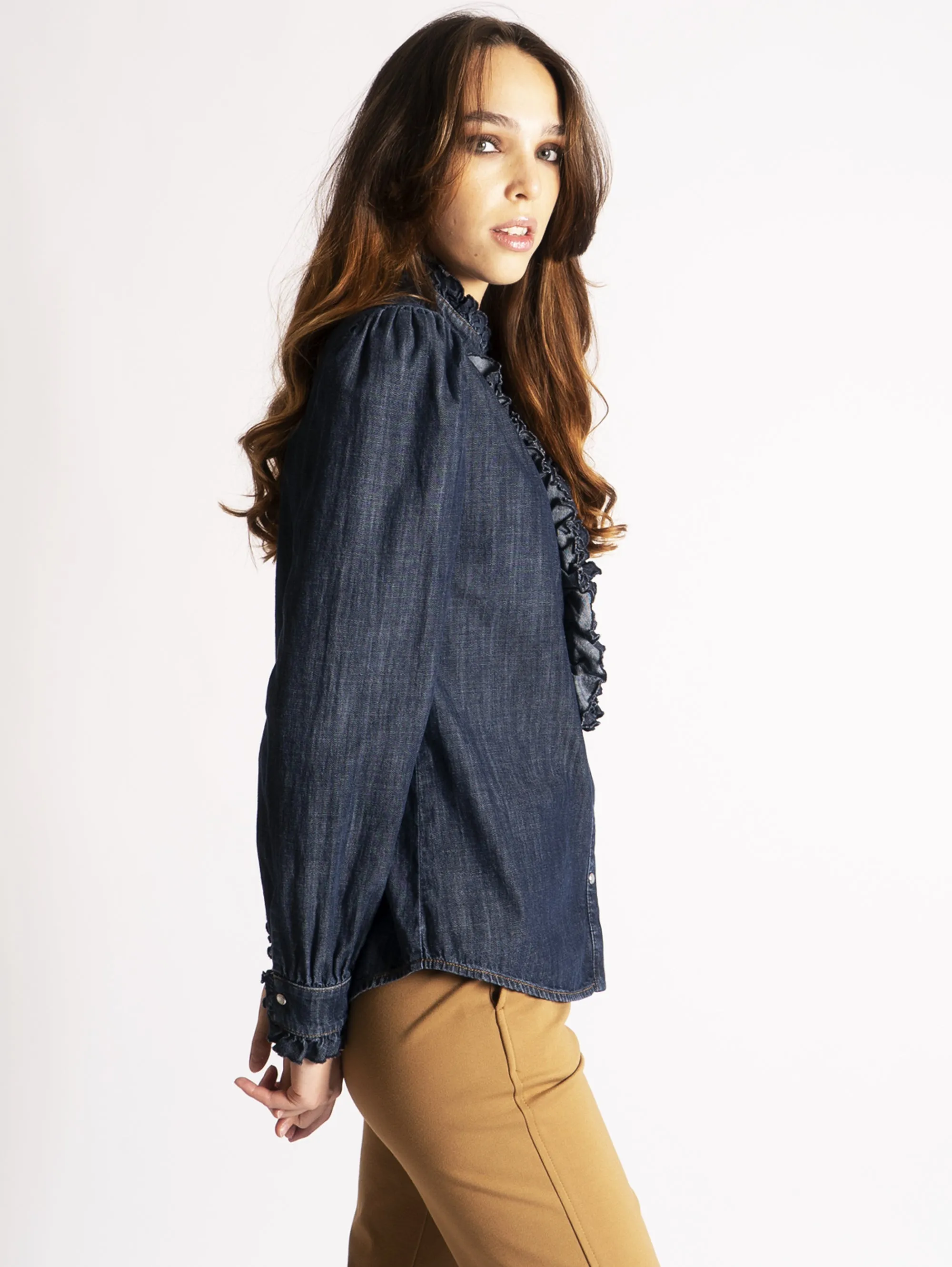 Camicia con Rouches Blu