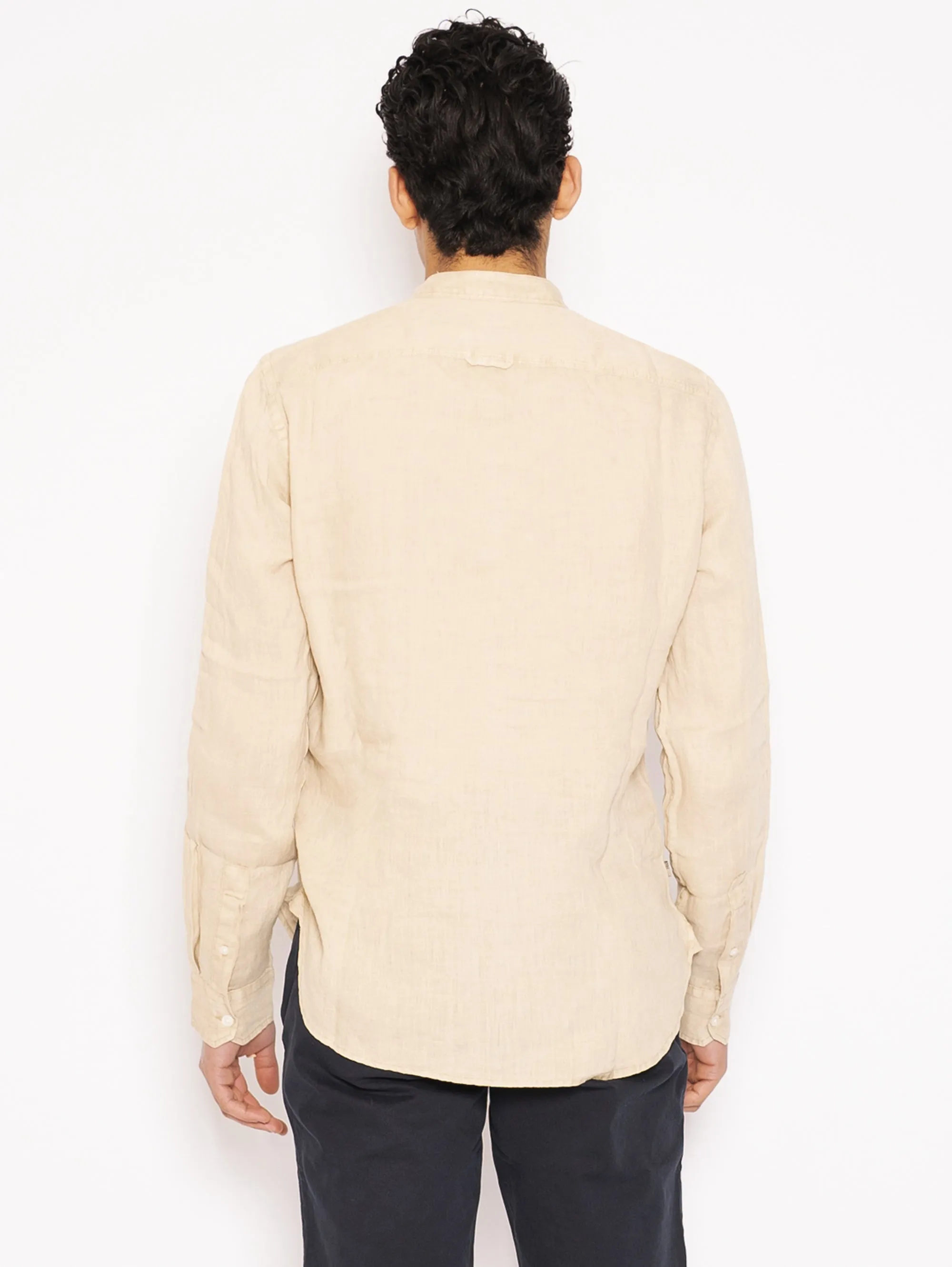Camicia Coreana in Lino Beige