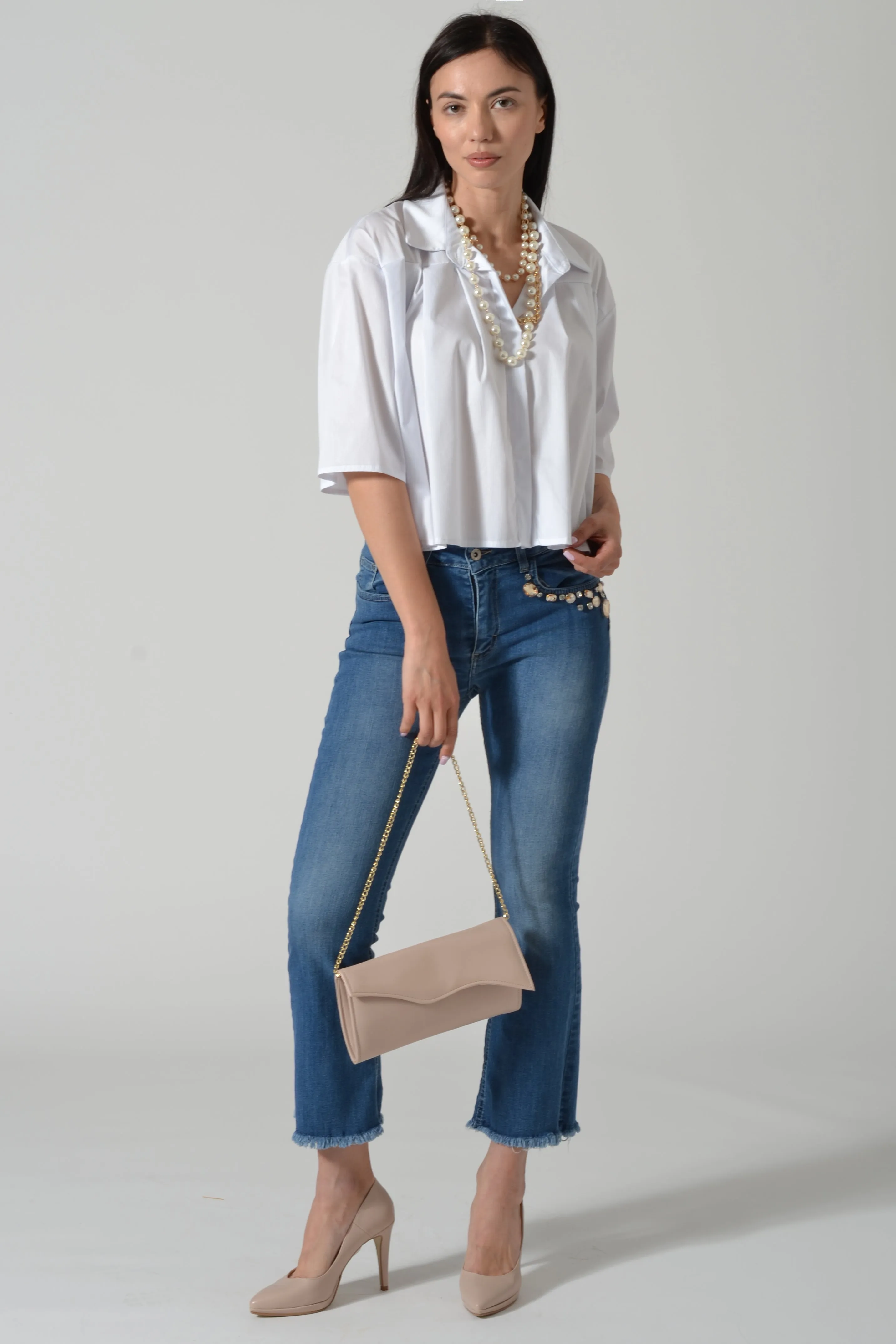 CAMICIA CROPPED PIEGHE POPELI