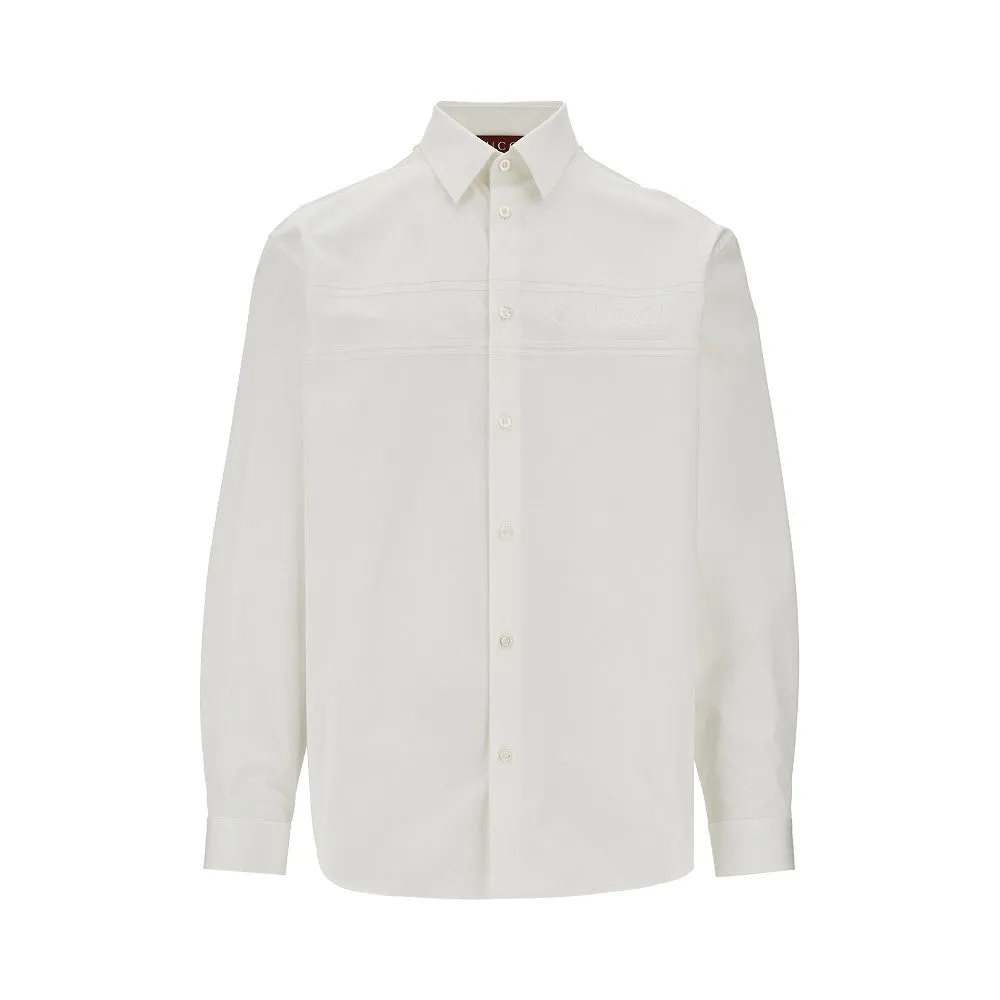 Camicia in cotone con logo in rilievo