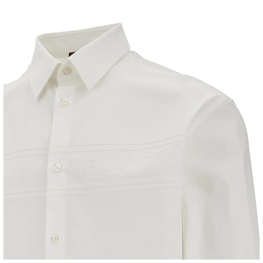Camicia in cotone con logo in rilievo