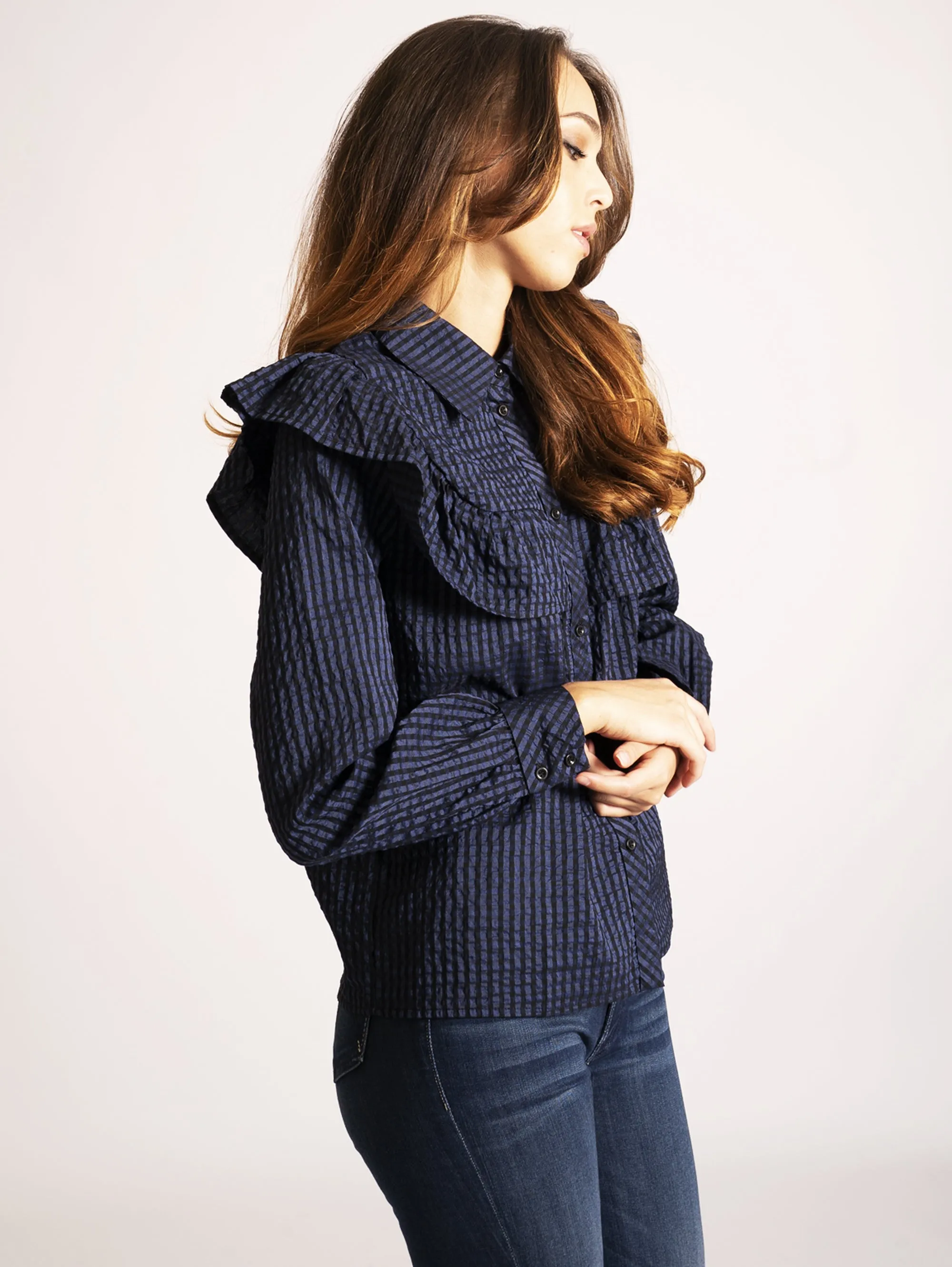 Camicia in Seersucker Blu