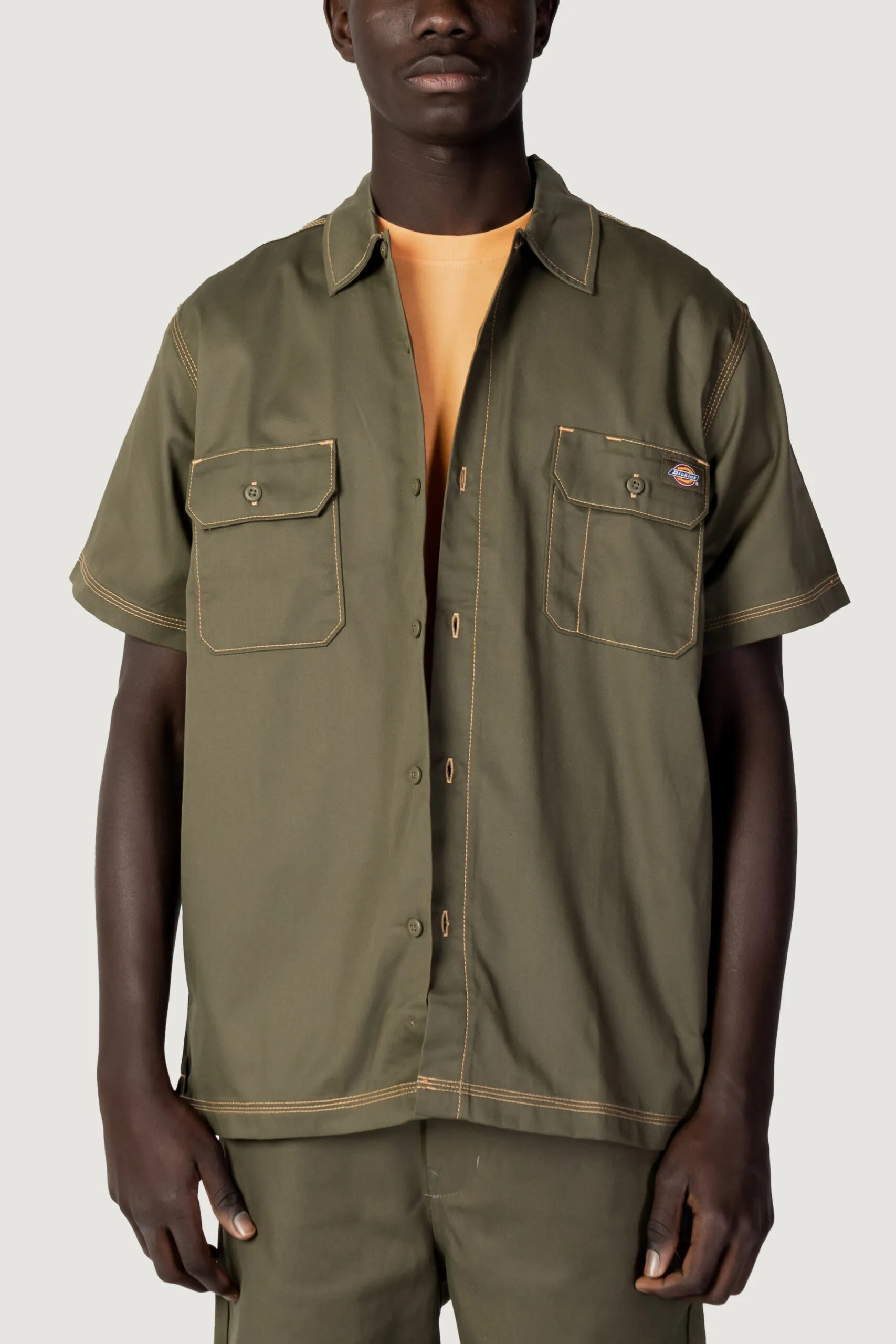Camicia manica corta Dickies madras ss Verde Oliva