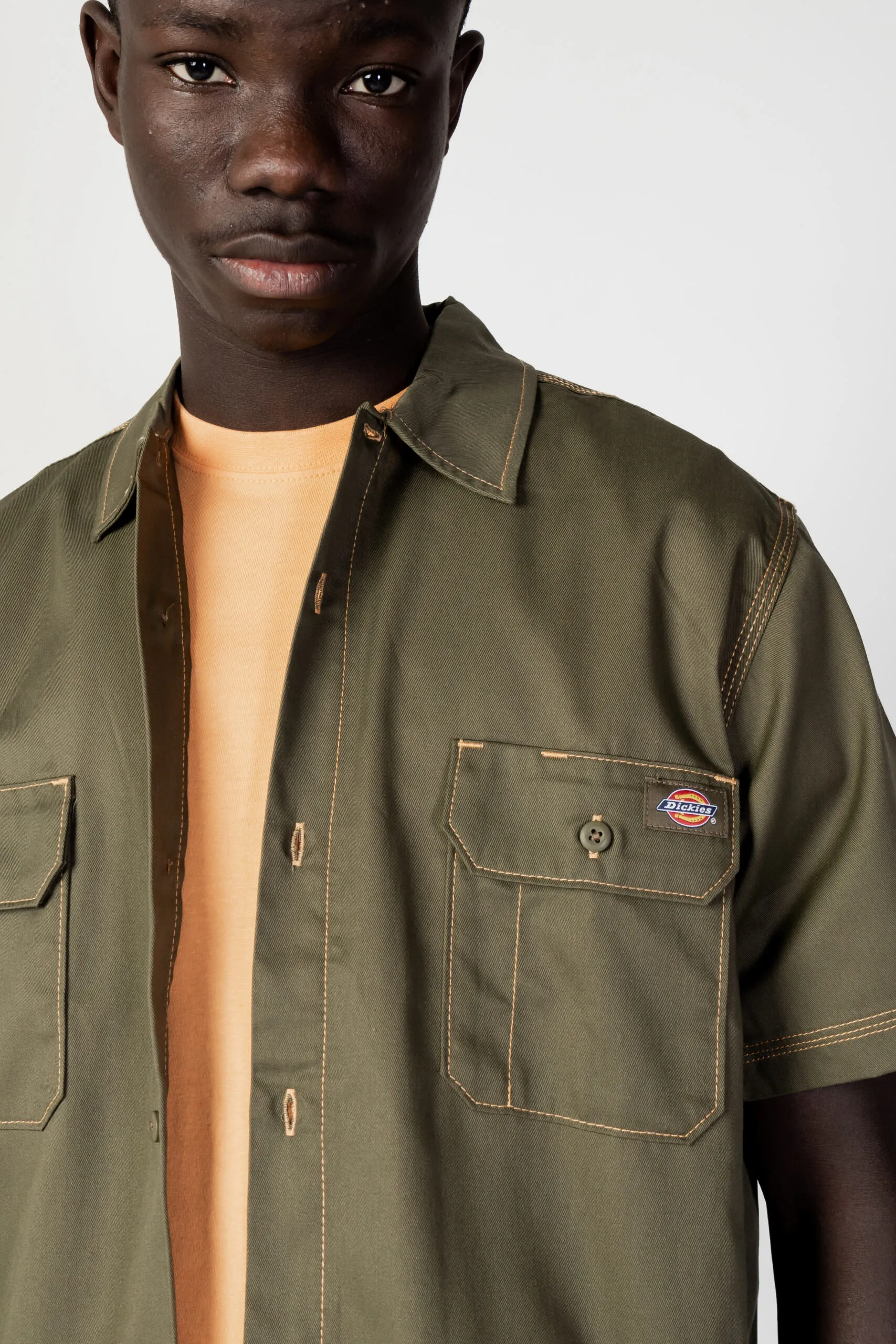 Camicia manica corta Dickies madras ss Verde Oliva