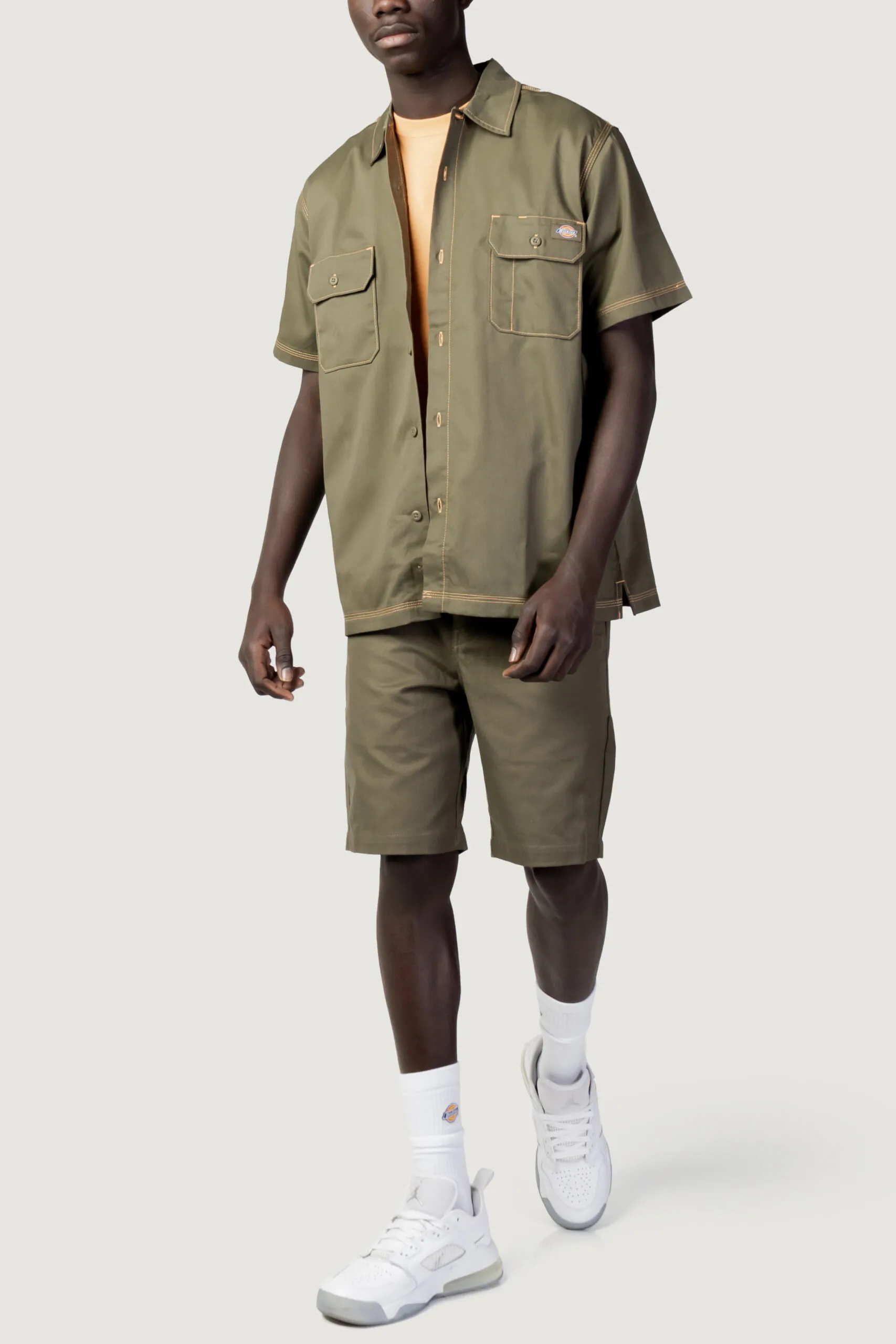 Camicia manica corta Dickies madras ss Verde Oliva