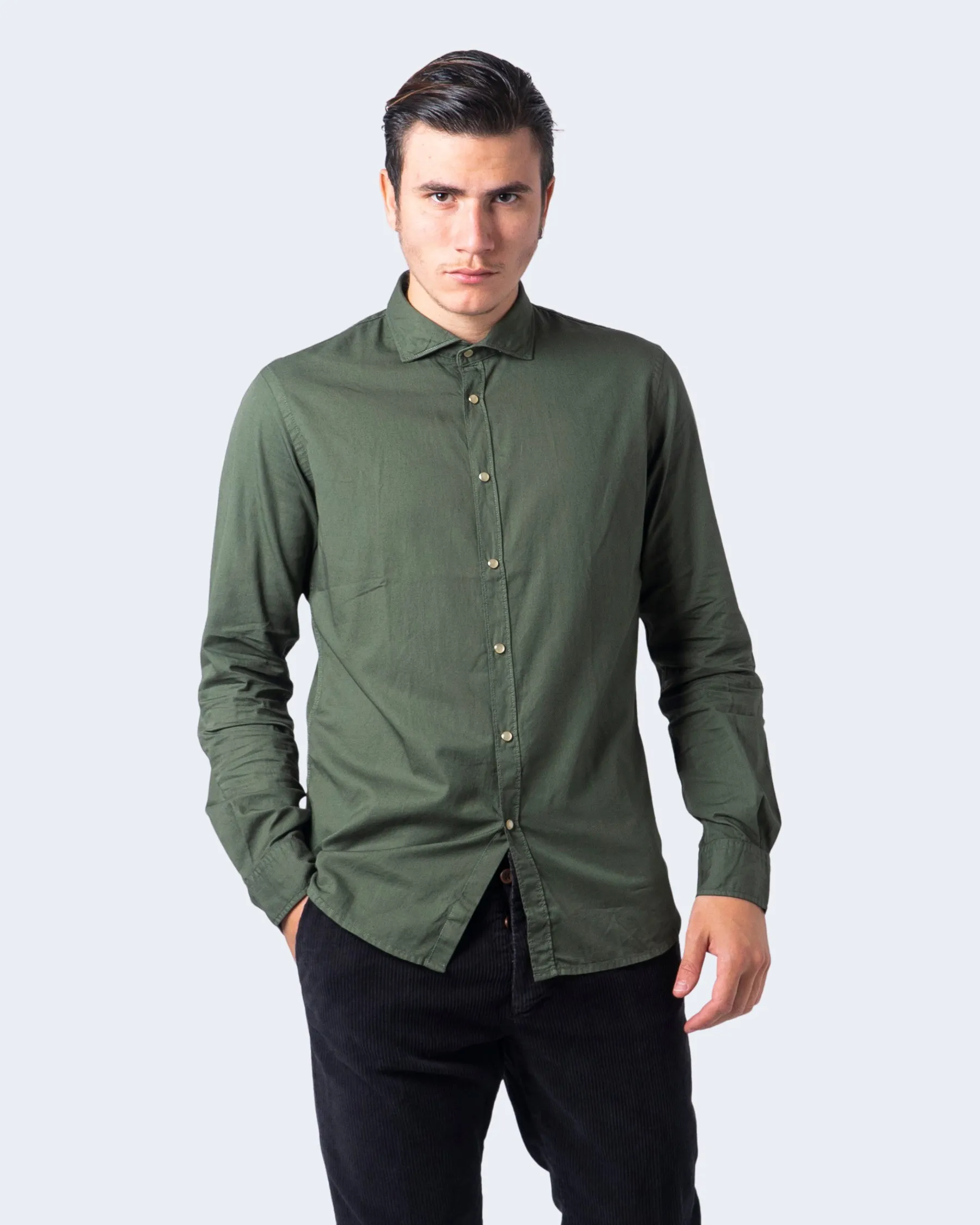 Camicia manica lunga Idra bottone automatico Verde Oliva