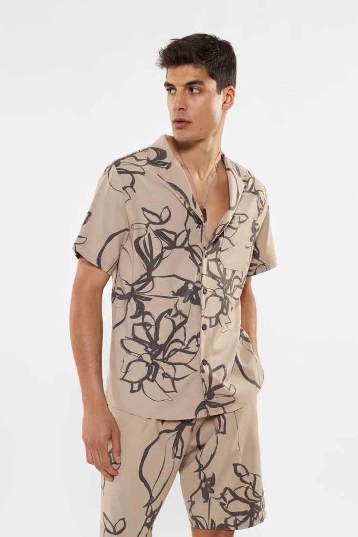 Camicia stampata a maniche corte