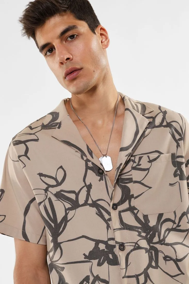 Camicia stampata a maniche corte