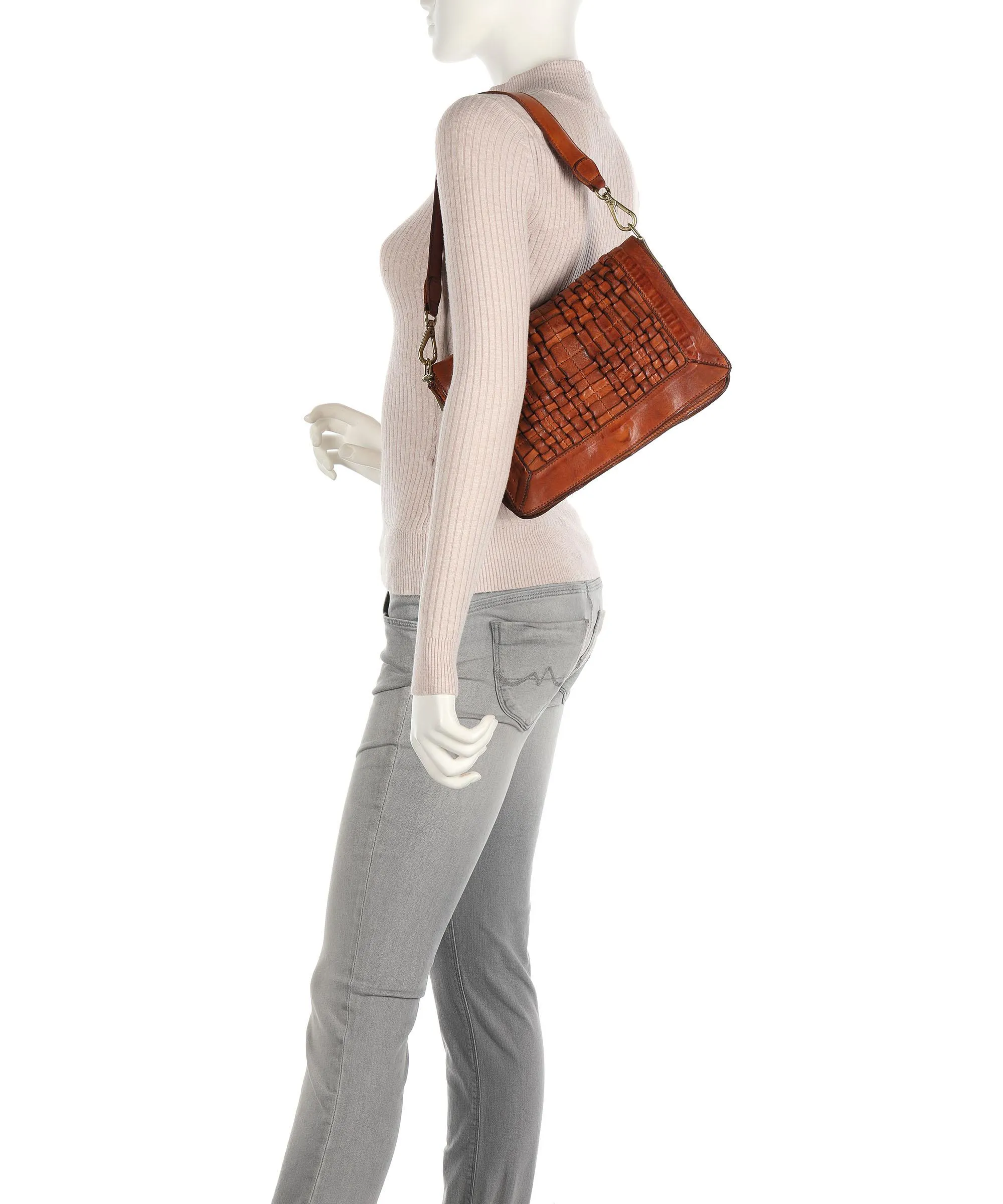  Campomaggi Prestige Borsa a spalla pelle di vacchetta finemente grana cognac  