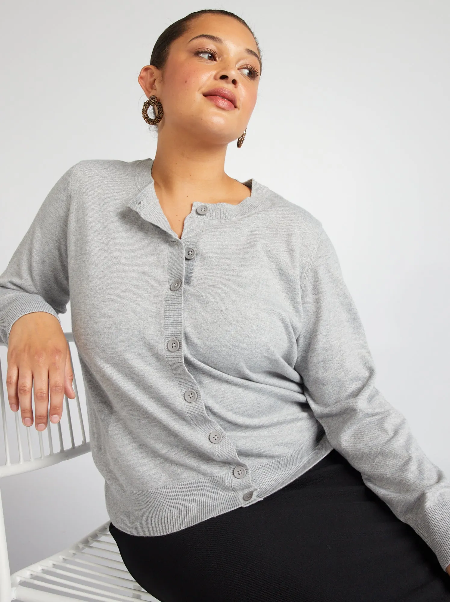 Cardigan in maglia fine - GRIGIO