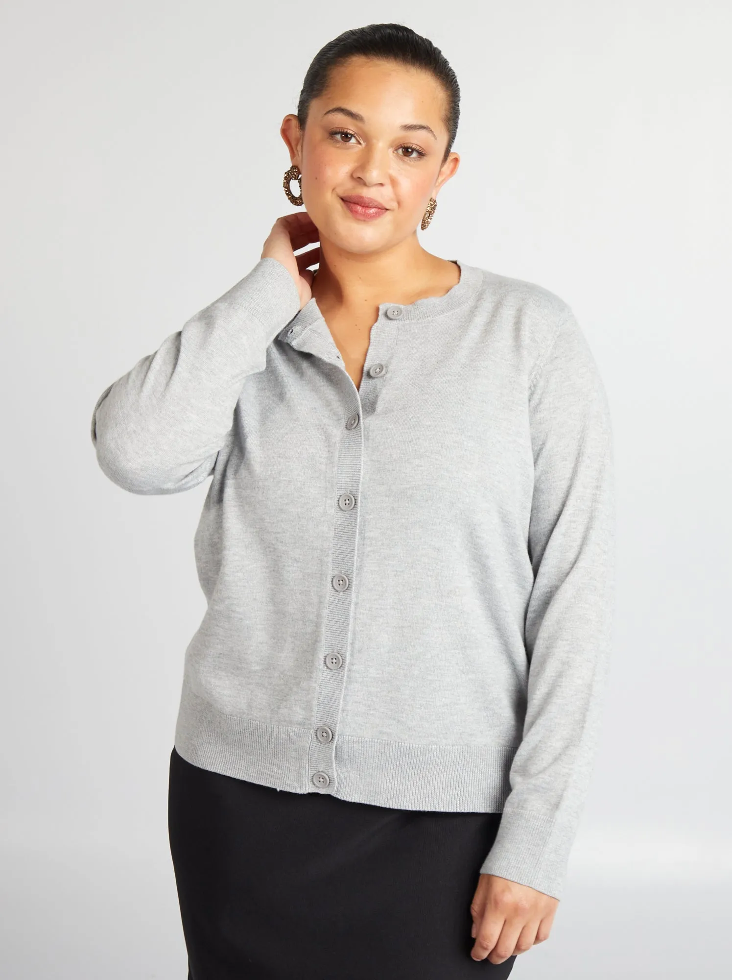 Cardigan in maglia fine - GRIGIO