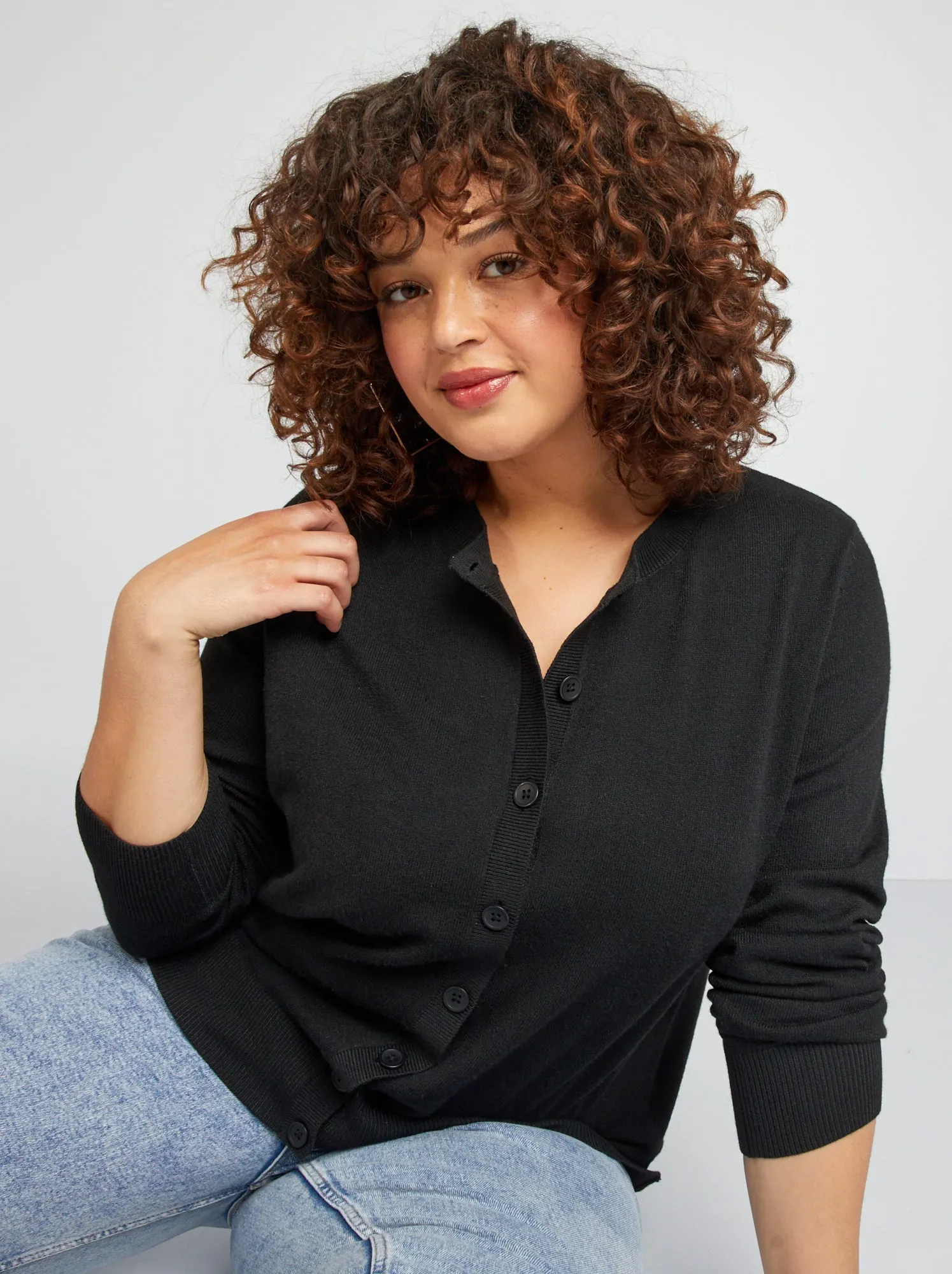 Cardigan in maglia fine - nero
