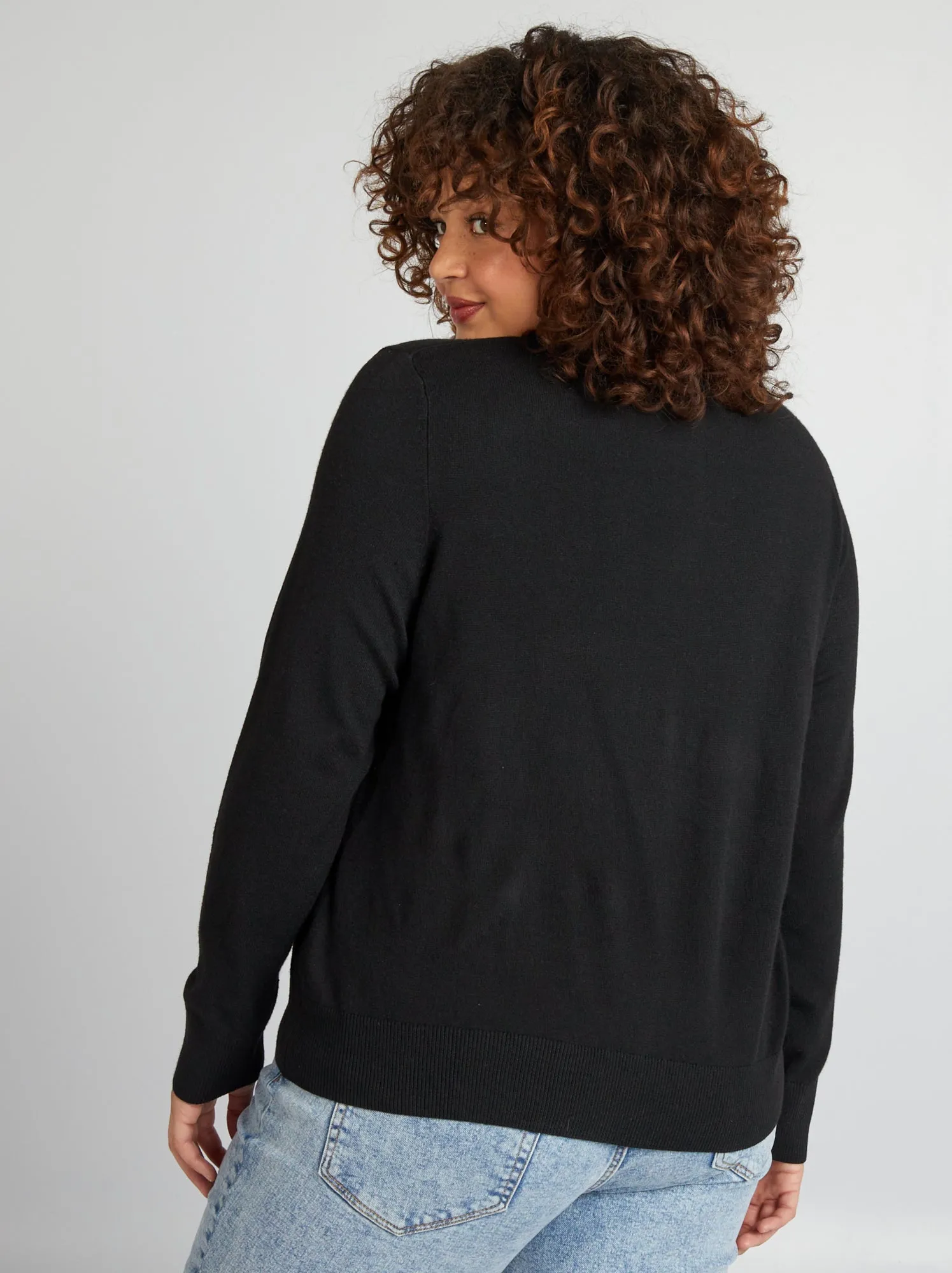 Cardigan in maglia fine - nero