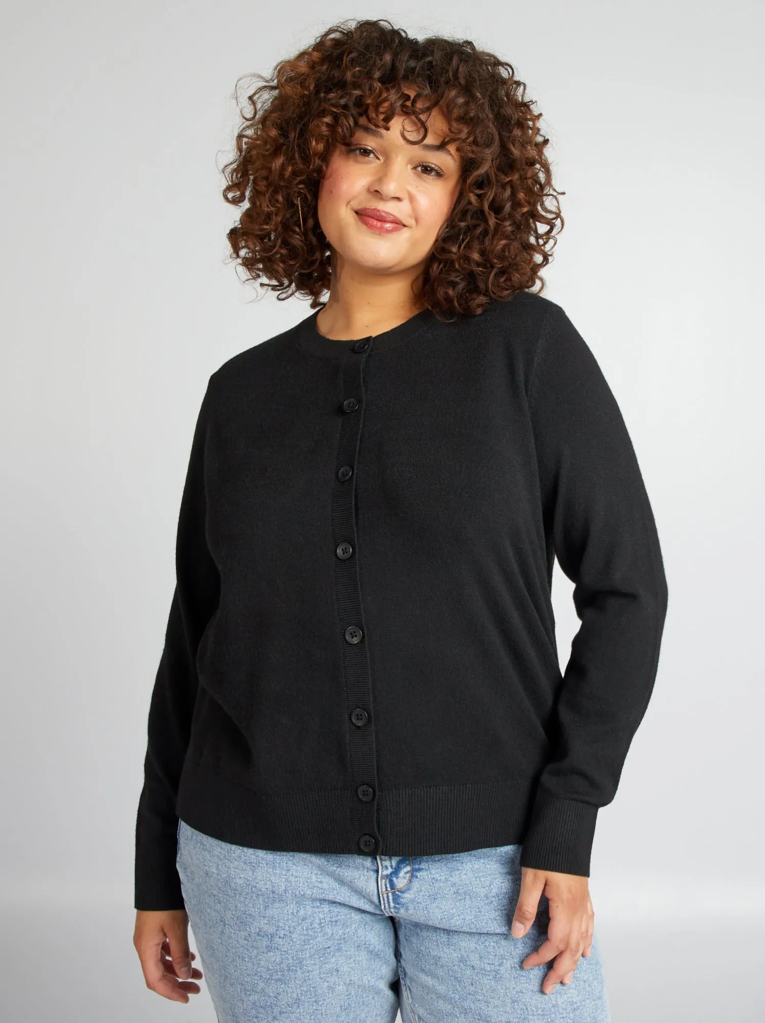Cardigan in maglia fine - nero