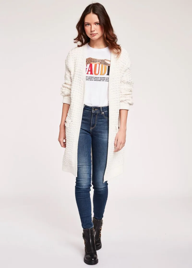 Cardigan lungo ricamato