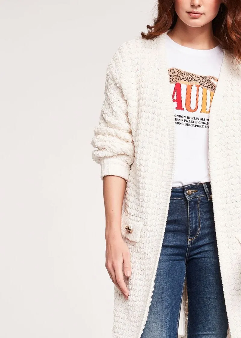 Cardigan lungo ricamato