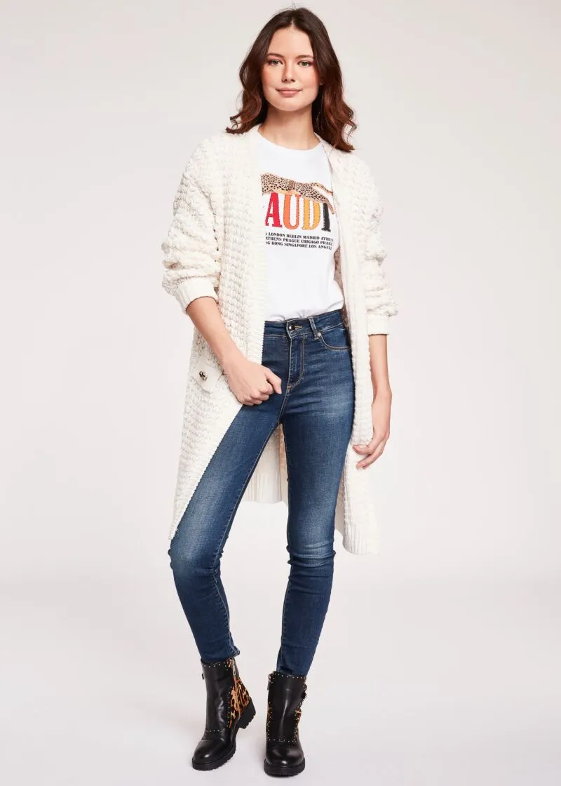 Cardigan lungo ricamato