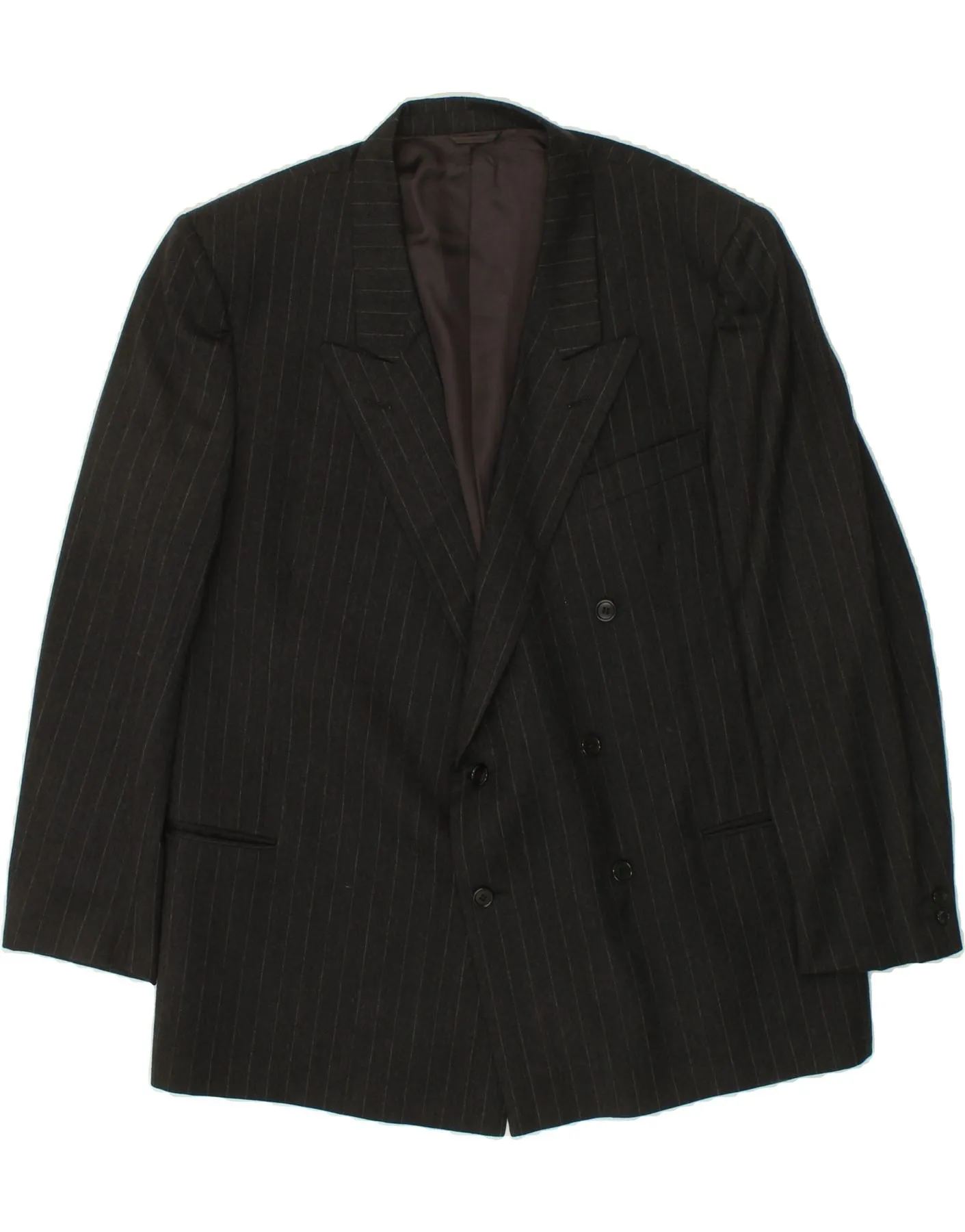 CERRUTI 1881 Mens Double Breasted Blazer Jacket IT 56 3XL Grey Pinstripe