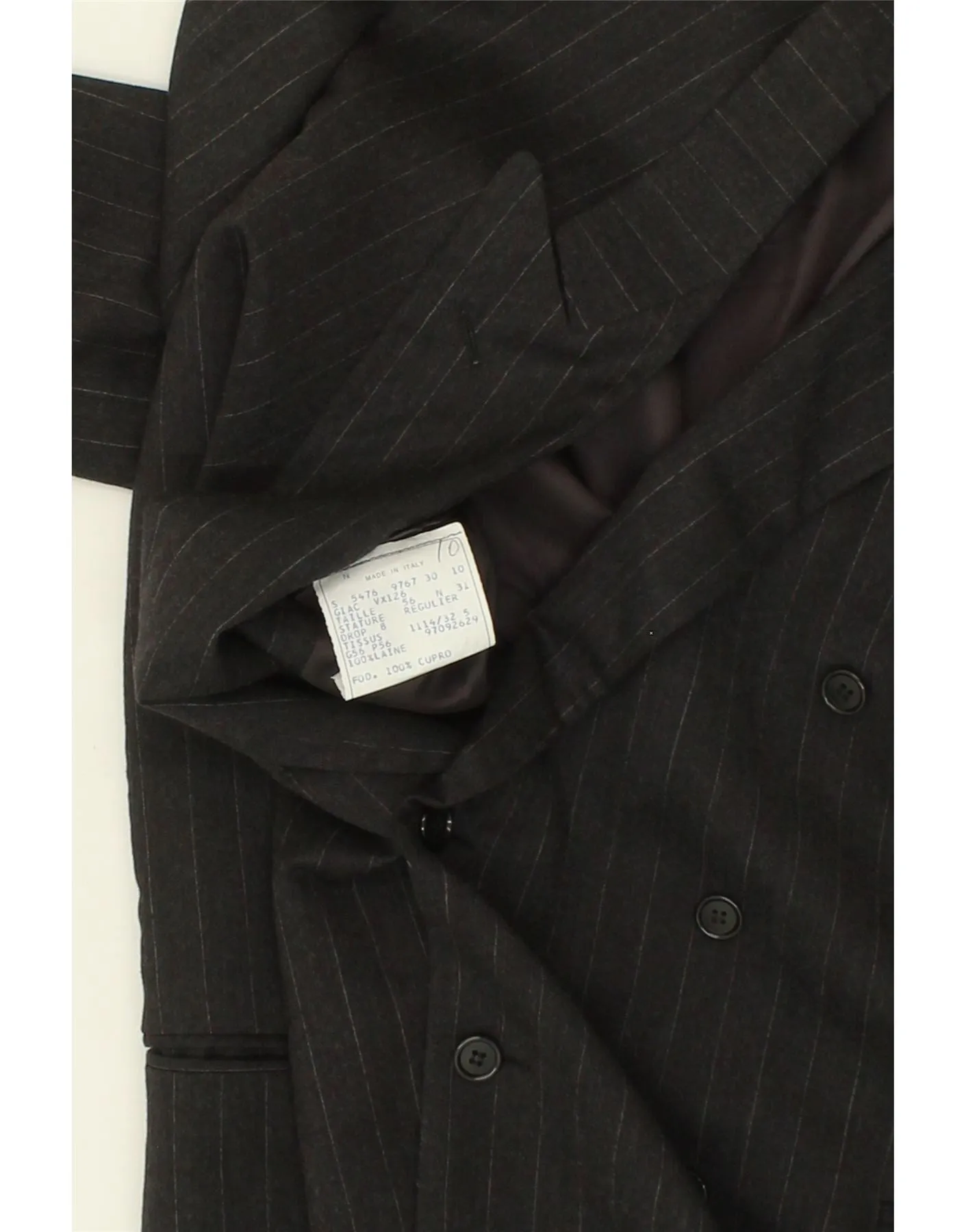 CERRUTI 1881 Mens Double Breasted Blazer Jacket IT 56 3XL Grey Pinstripe
