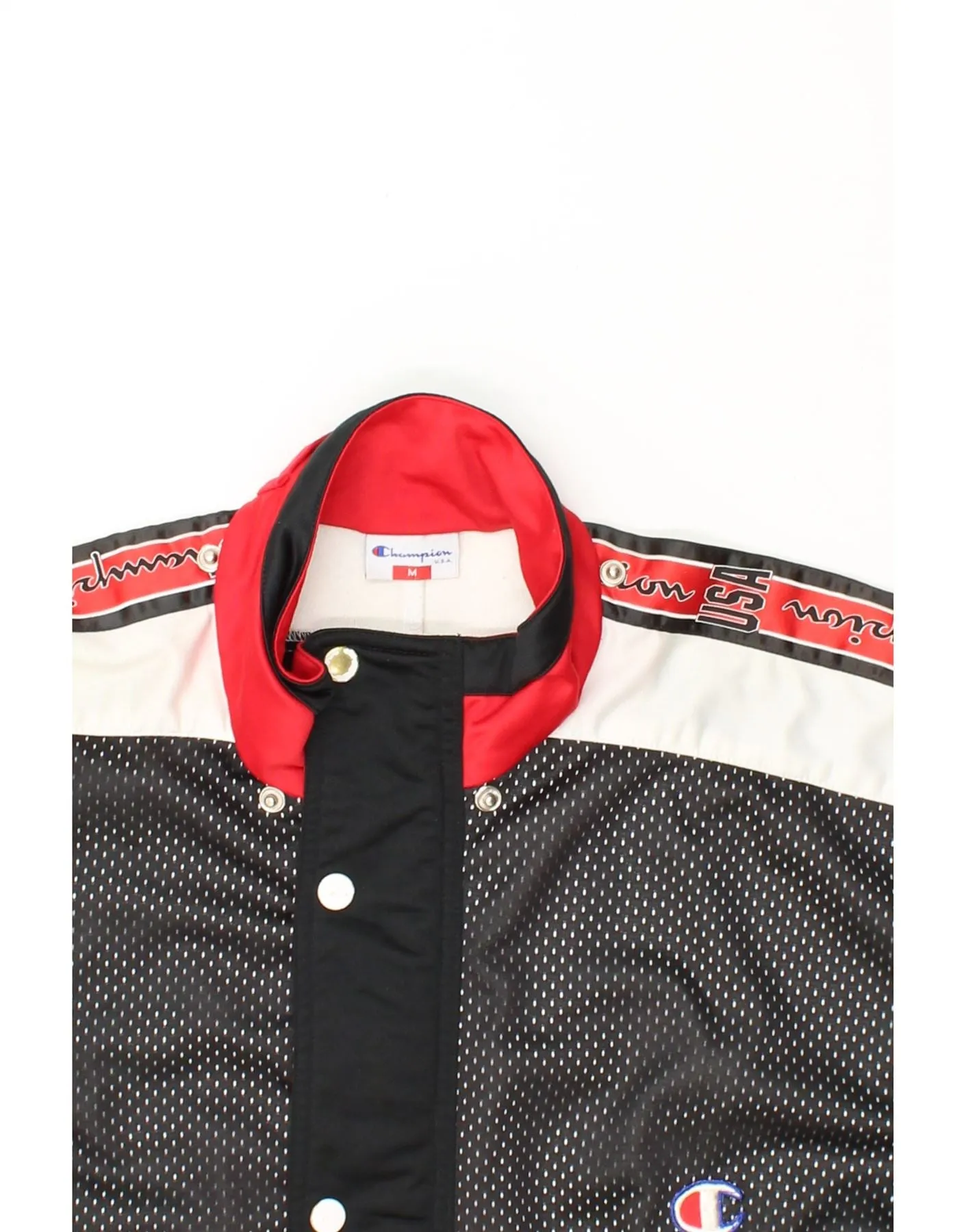 CHAMPION Mens USA Graphic Tracksuit Top Jacket Medium Black Colourblock