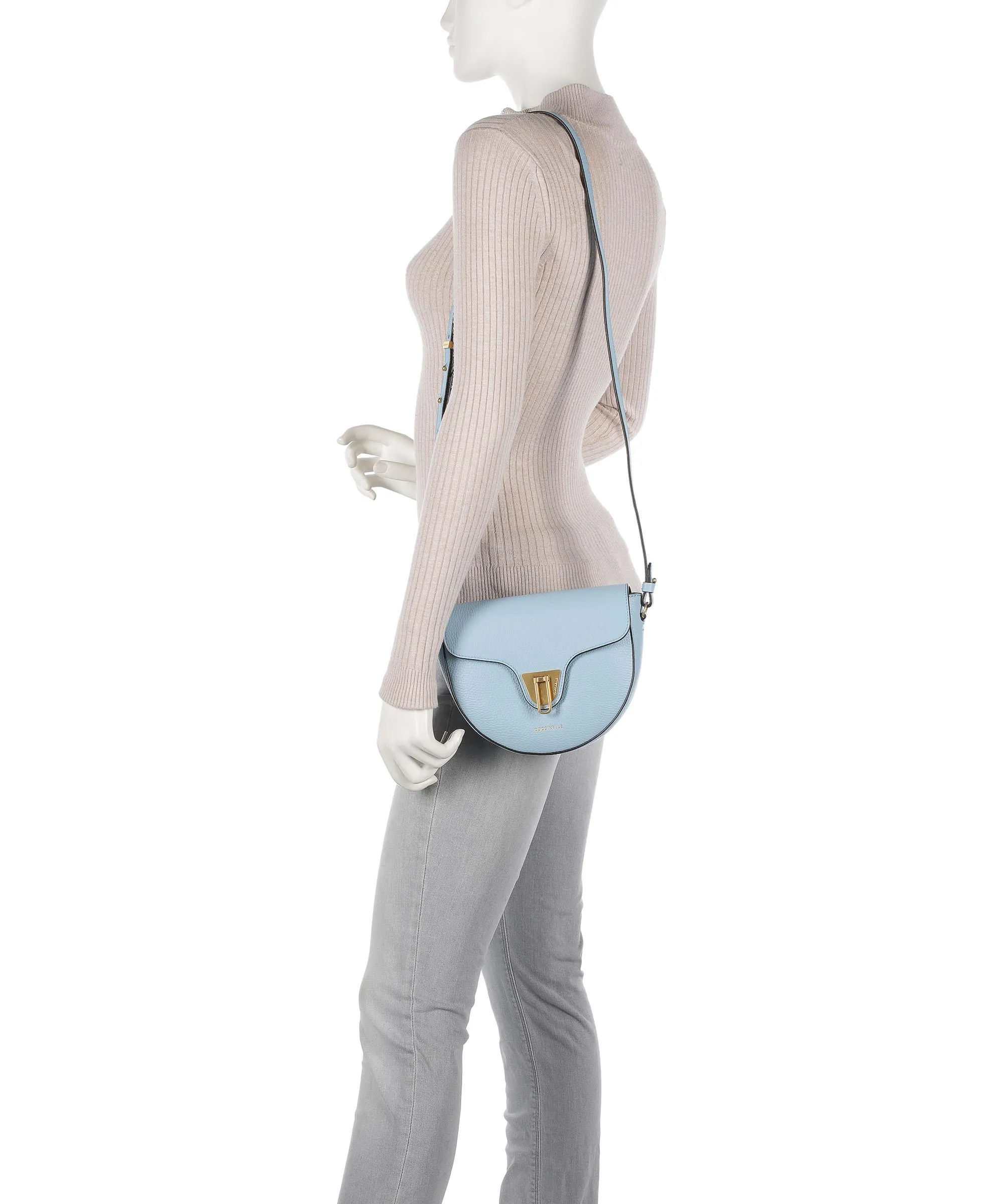  Coccinelle Beat Soft Borsa a tracolla pelle granulata acqua  