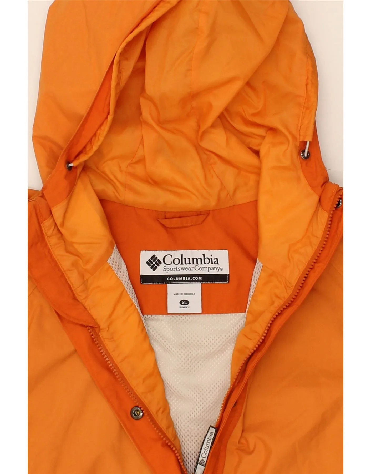 COLUMBIA Womens Hooded Rain Jacket UK 18 XL Orange Polyester