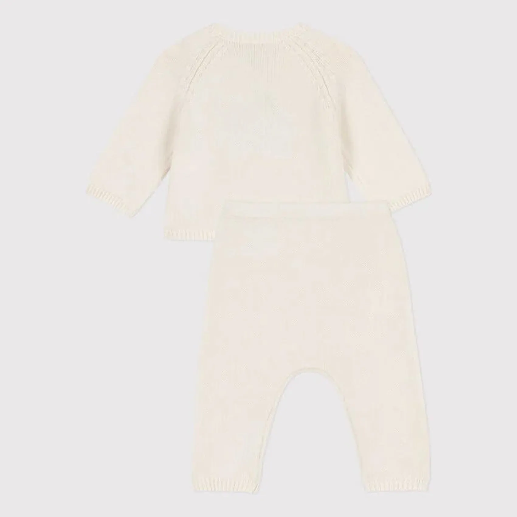 Completo bebè in maglia di lana e cotone