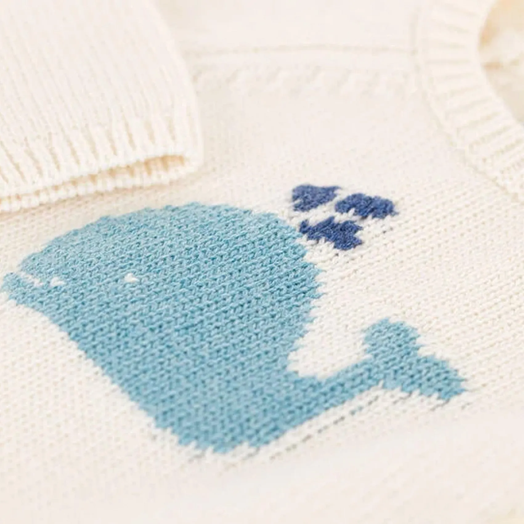 Completo bebè in maglia di lana e cotone