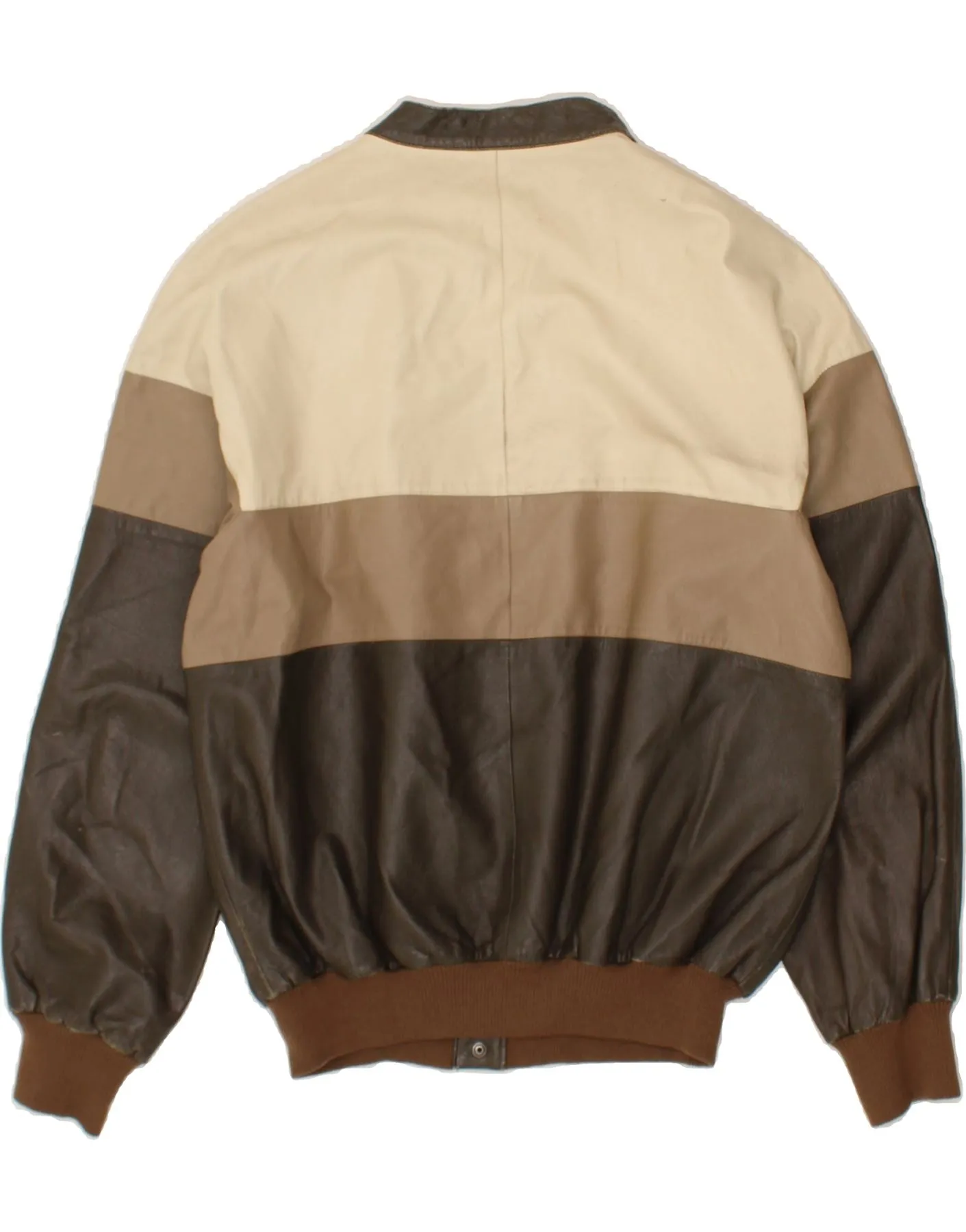 CONBIPEL Mens Bomber Leather Jacket IT 50 Large Brown Colourblock