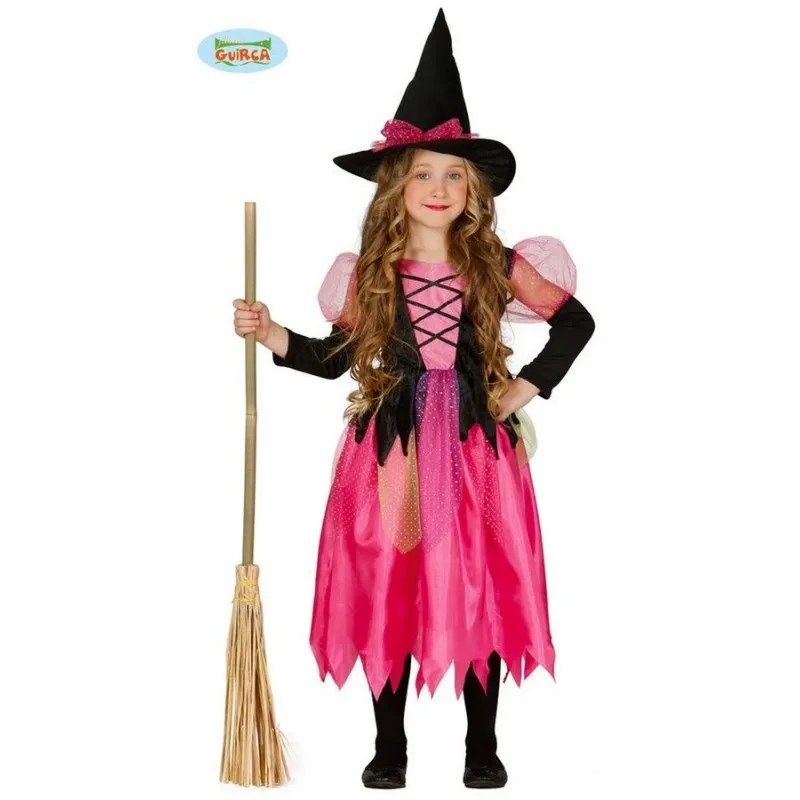 COSTUME STREGA BABY 7/9 ANNI VESTITO E CAPPELLO PER FESTE E TRAVESTIMENTI DI HALLOWEEN/CARNEVALE E PARTY VARI