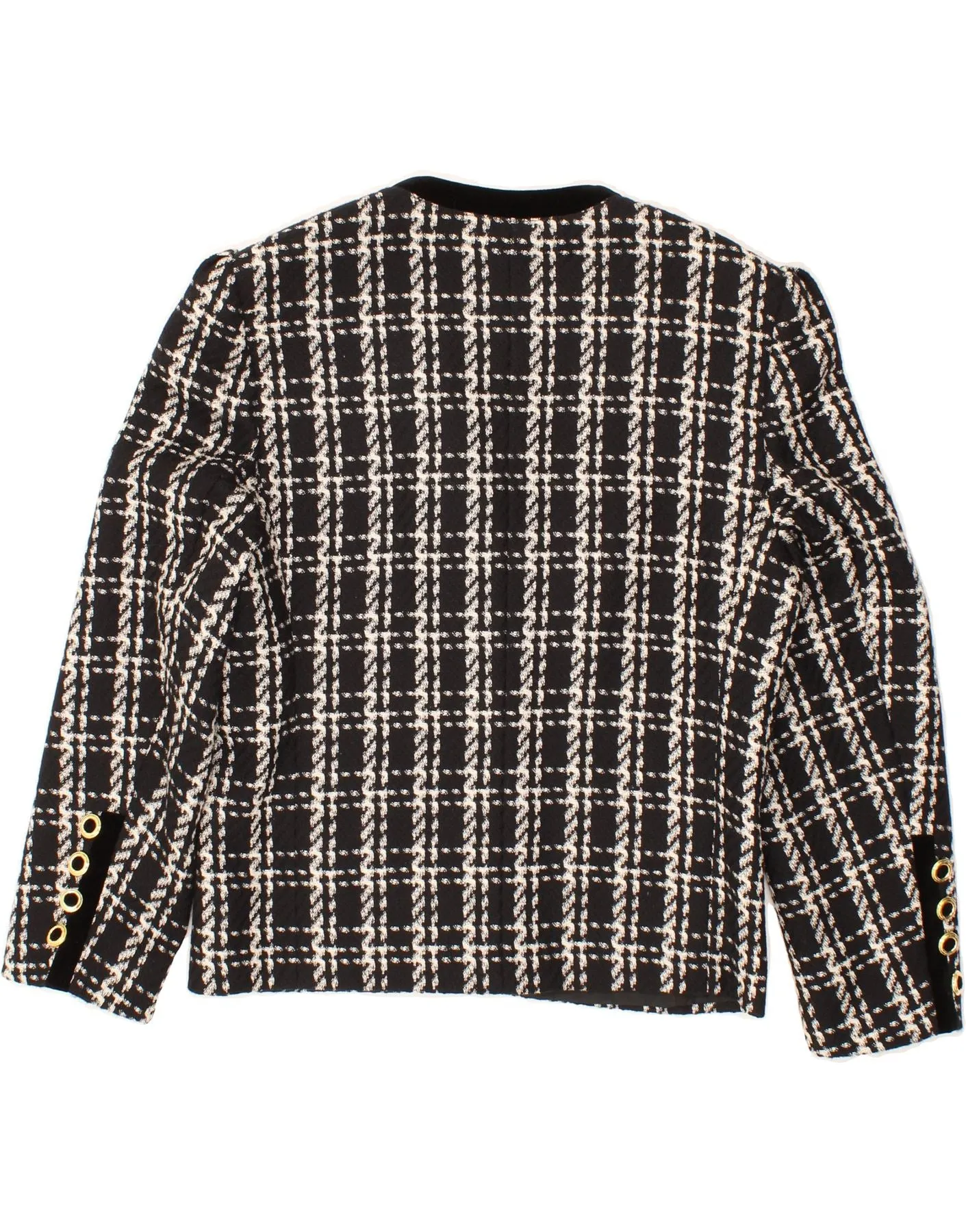 DELMOD Womens Open Blazer Jacket IT 52 2XL Black Check Wool