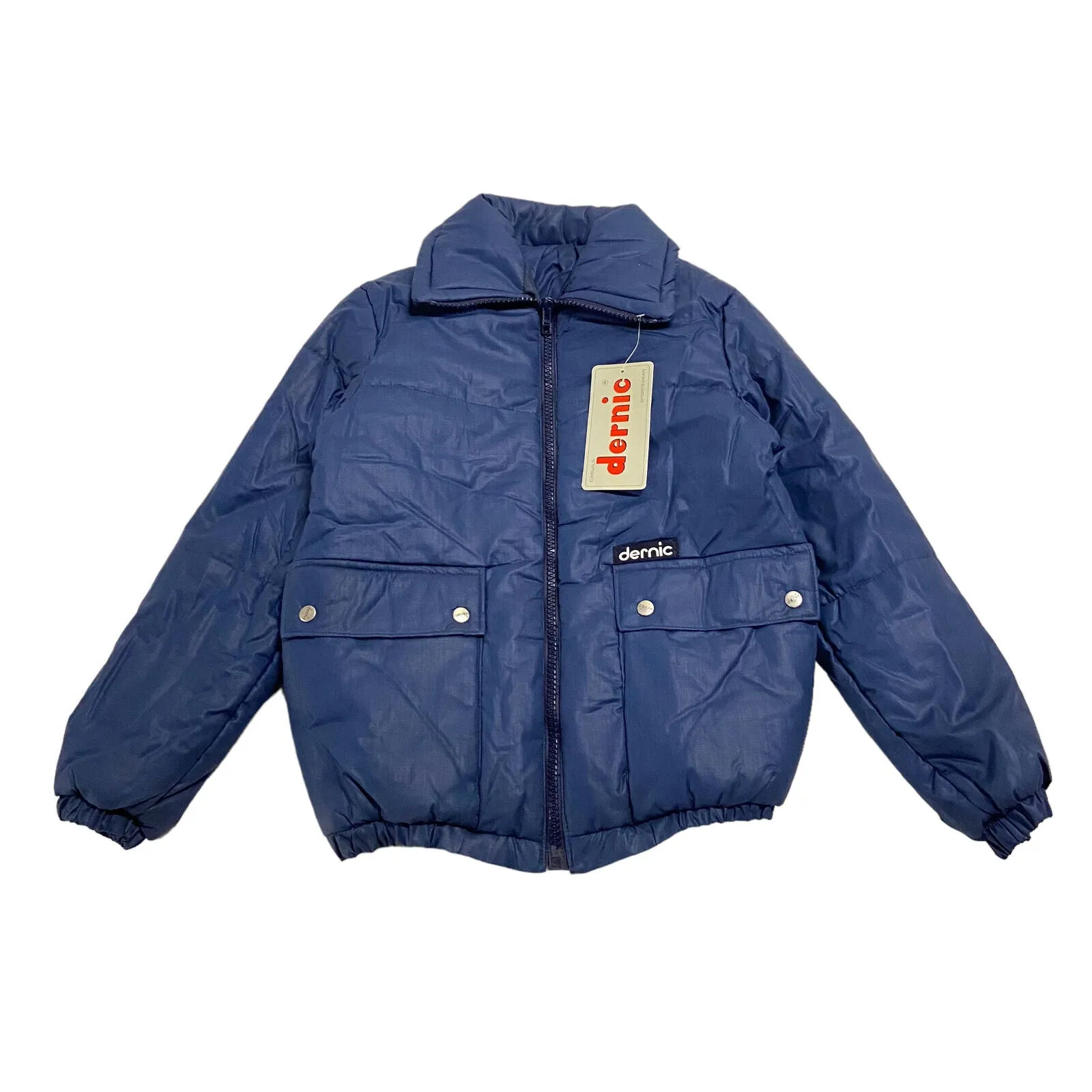 Dernic Women's Padded Jacket | Vintage Designer Quilted Winter Navy Blue VTG