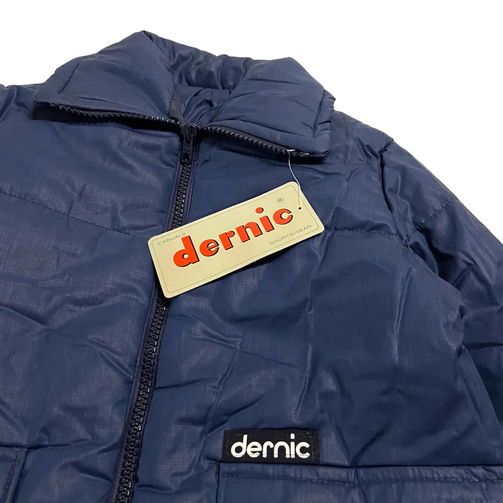 Dernic Women's Padded Jacket | Vintage Designer Quilted Winter Navy Blue VTG