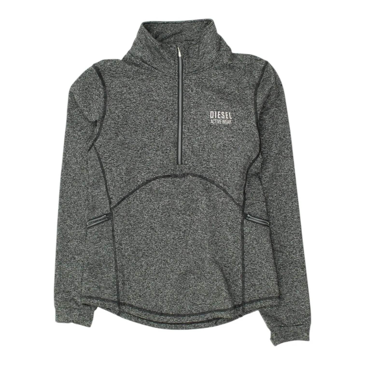 Diesel Activewear Womens Grey Half Zip Jacket | Gym Fitness Sportswear Top VTG