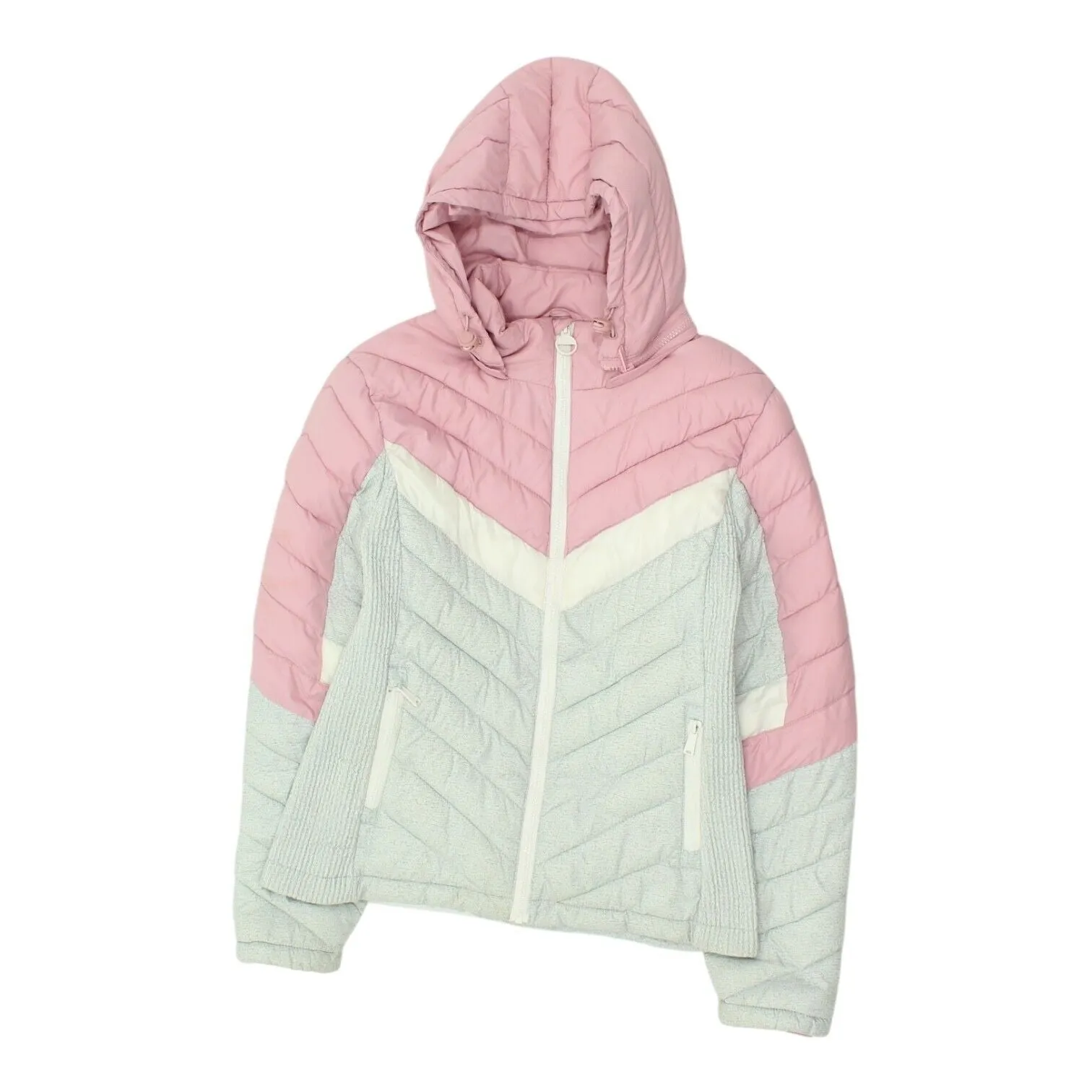 Diesel Womens Pink Grey Hooded Puffer Coat | Casual Designer Padded Jacket
