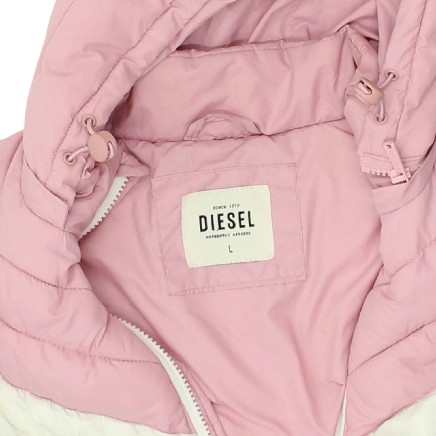 Diesel Womens Pink Grey Hooded Puffer Coat | Casual Designer Padded Jacket