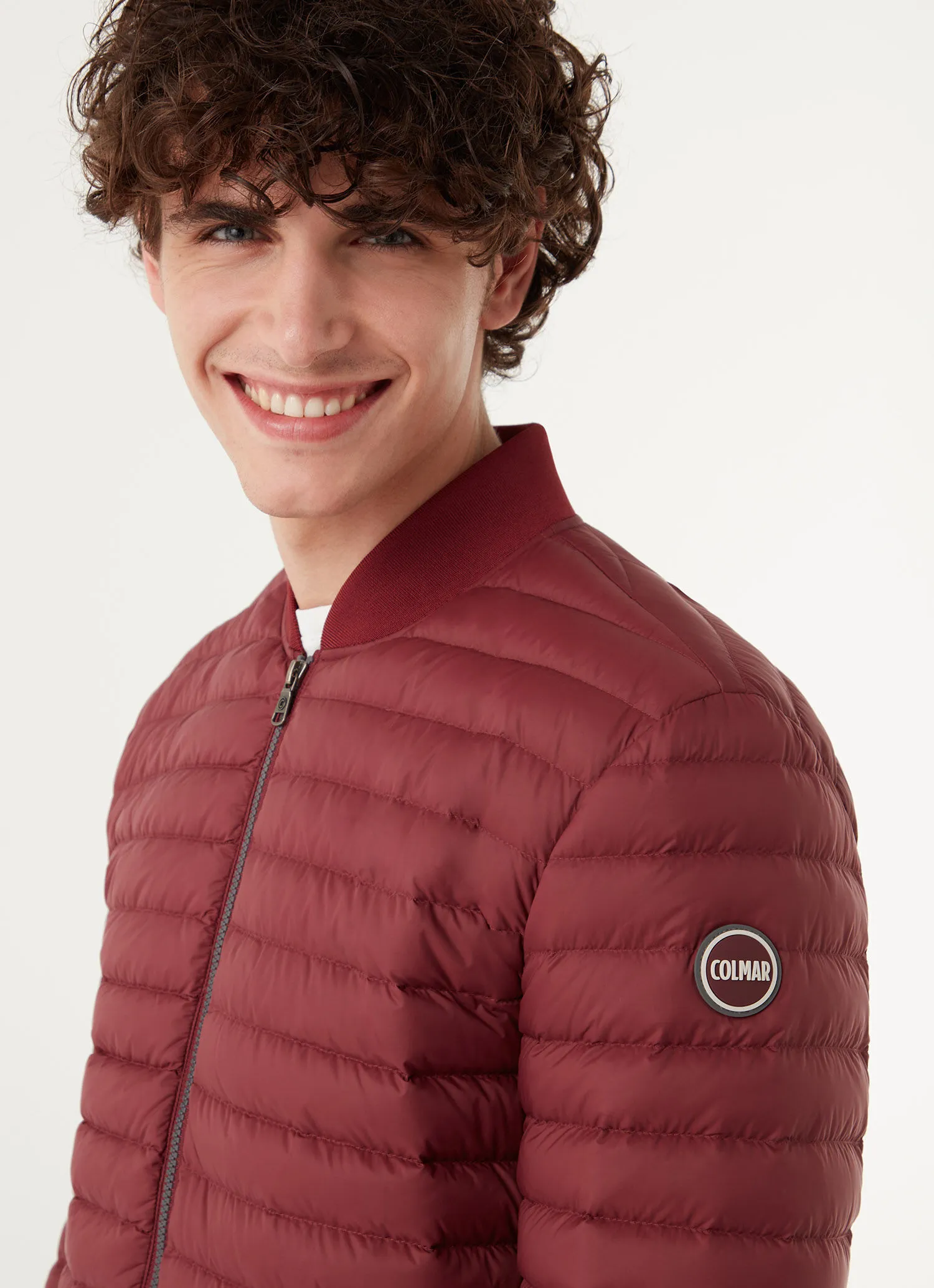 Down bomber jacket with knit details