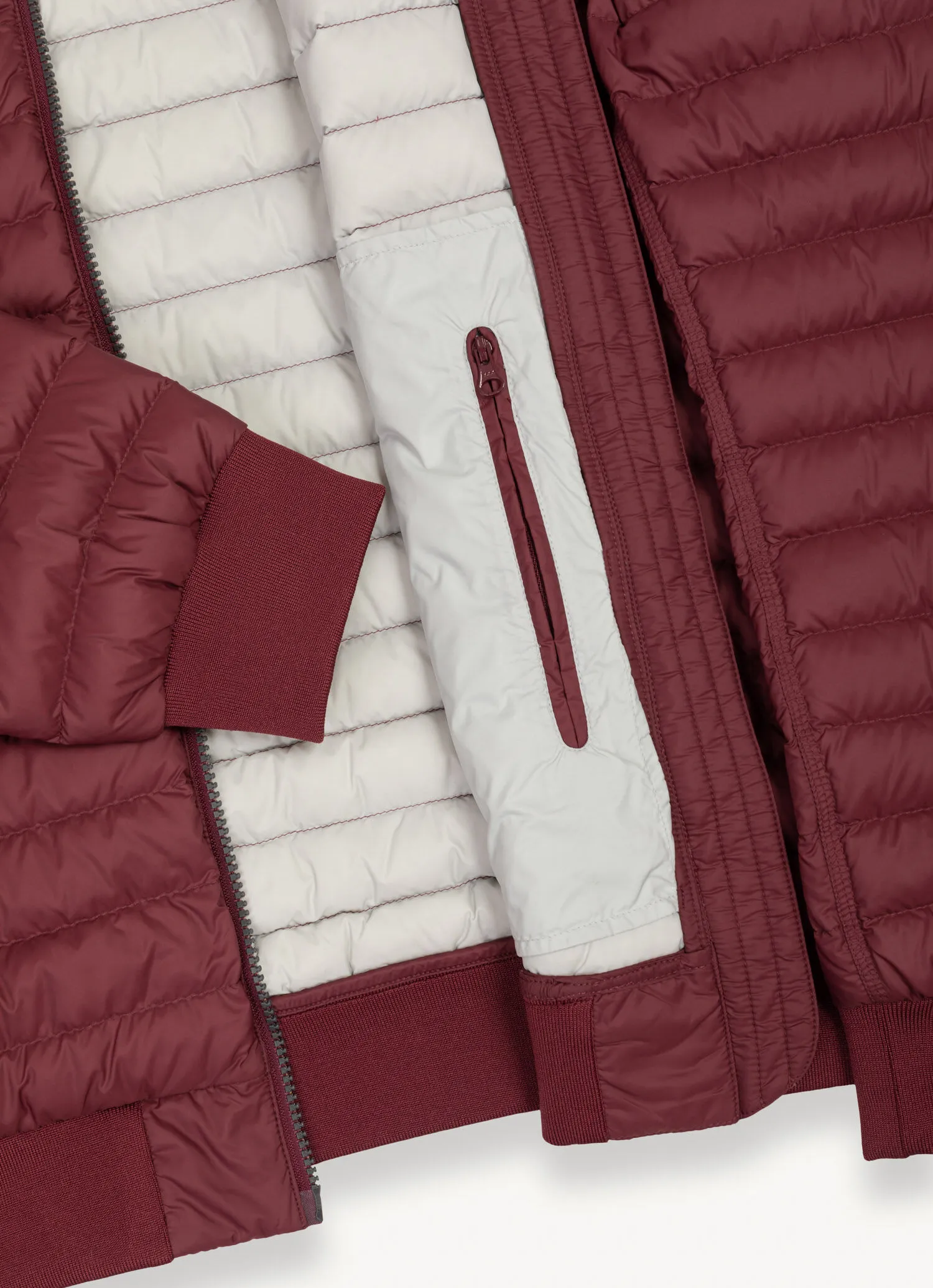 Down bomber jacket with knit details