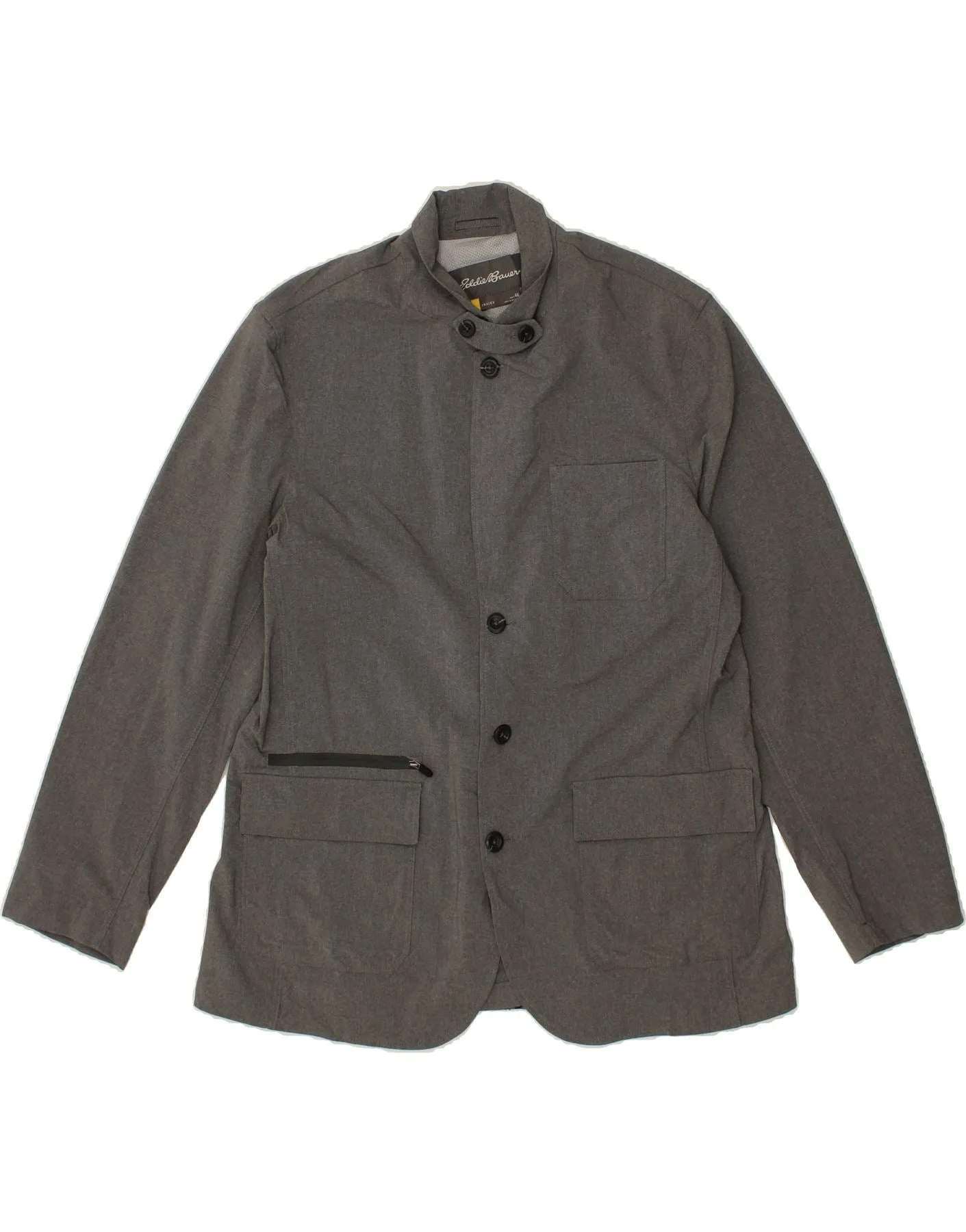 EDDIE BAUER Mens 4 Button Blazer Jacket Size 46 XL Grey Polyester