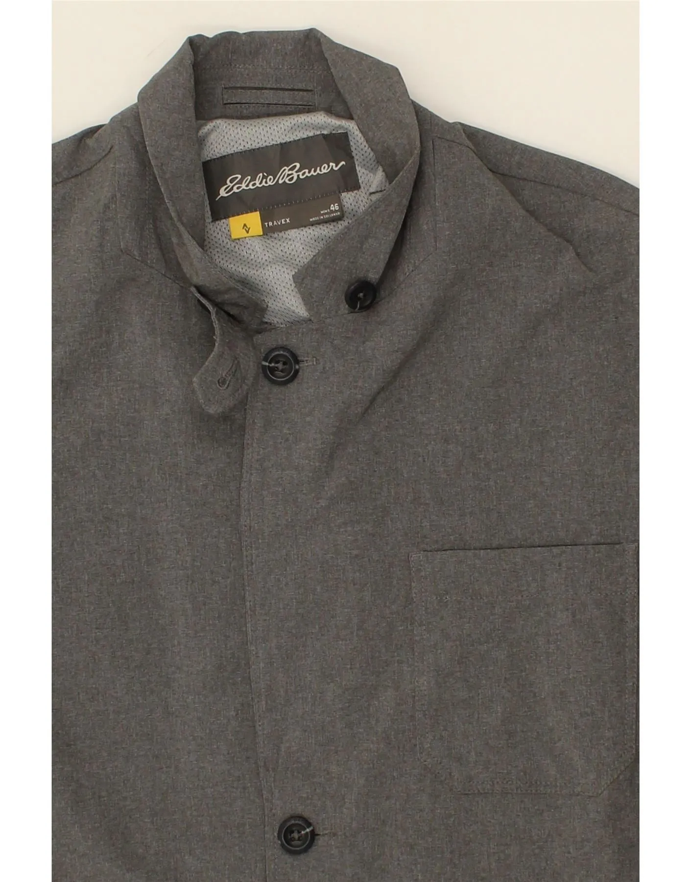 EDDIE BAUER Mens 4 Button Blazer Jacket Size 46 XL Grey Polyester