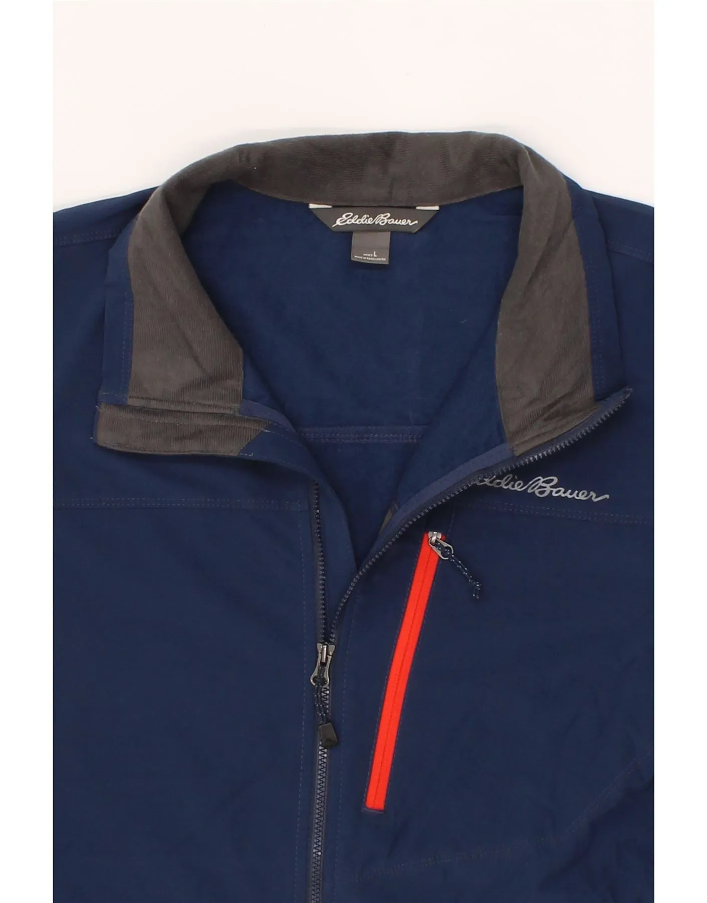 EDDIE BAUER Mens Bomber Jacket UK 40 Large Navy Blue Polyester