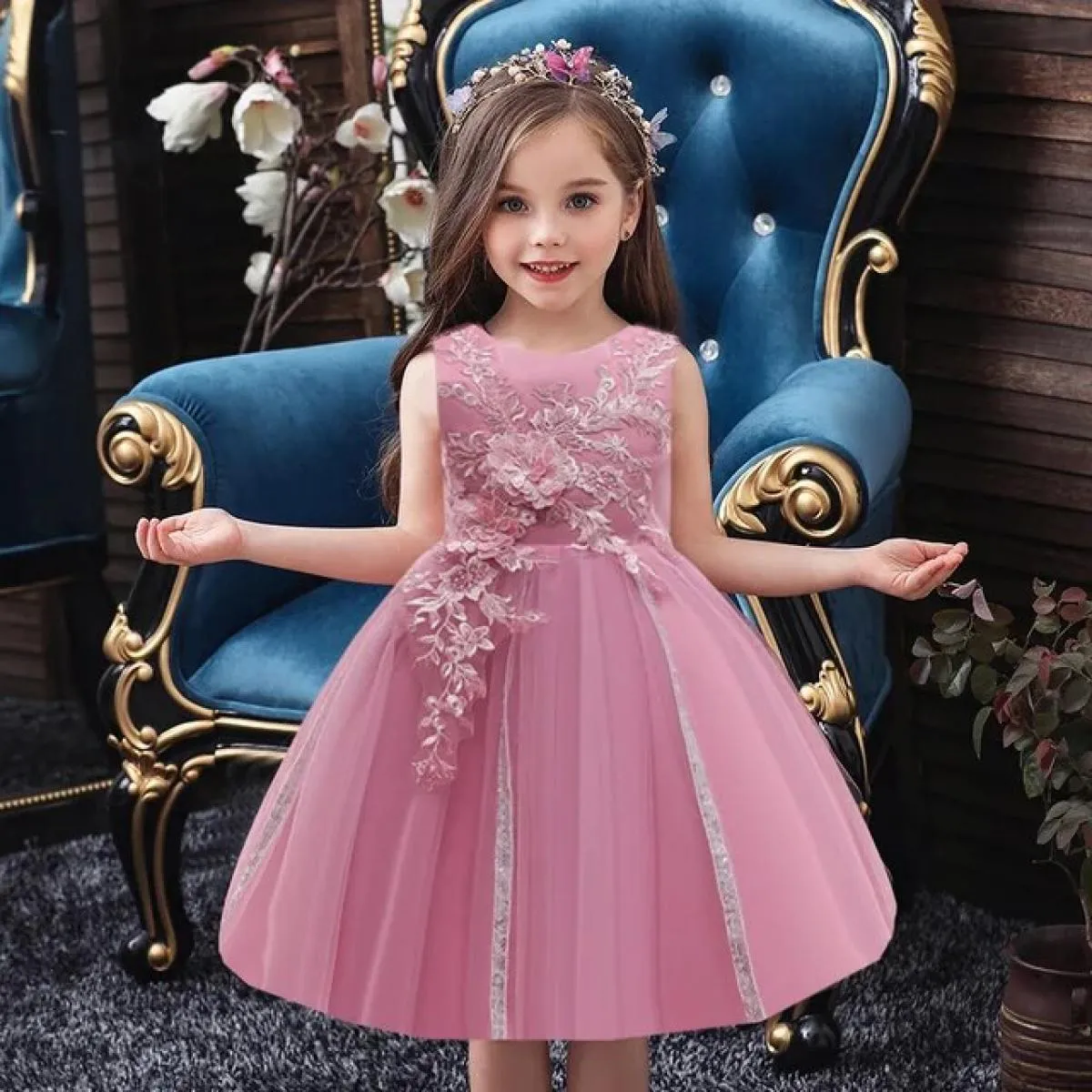Elegante abito da festa per ragazza di fiore per matrimonio, compleanno, formale, tutù di gala, abito da sera per bambini, costu