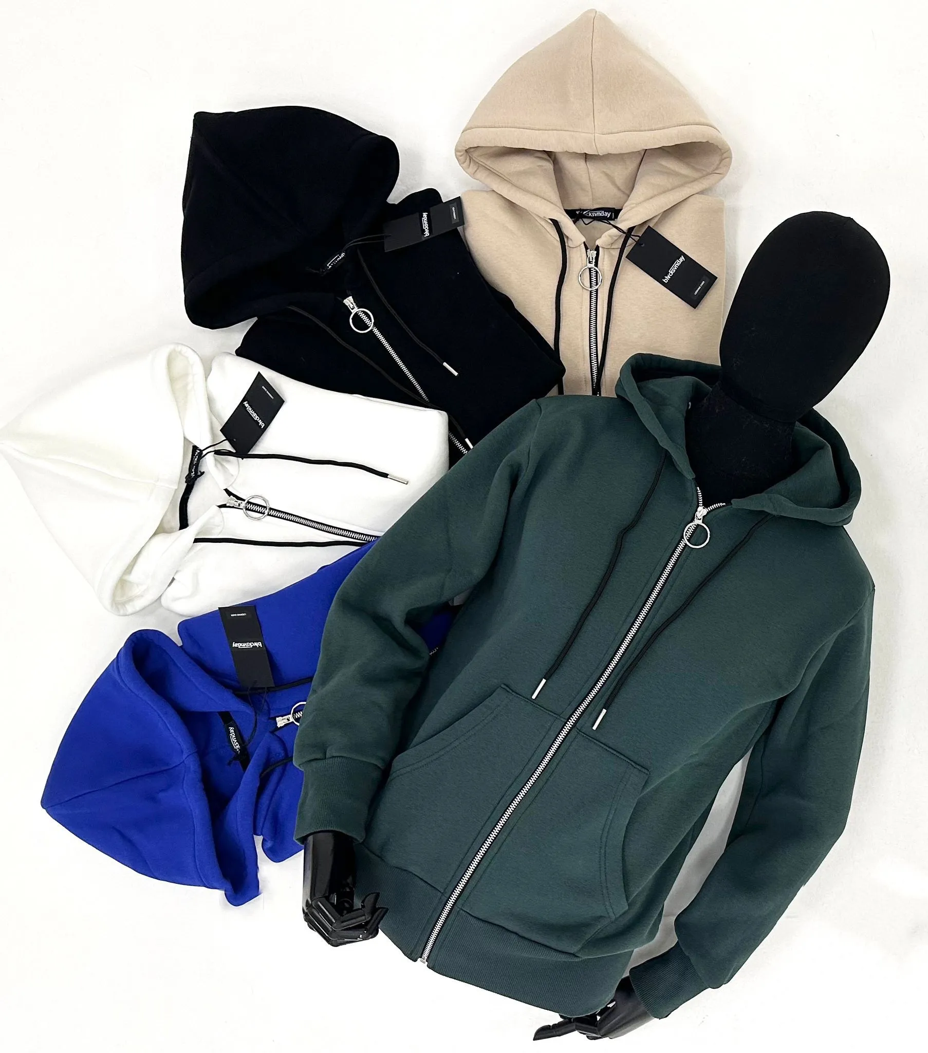Felpa BlackSunday in cotone con zip e cappuccio