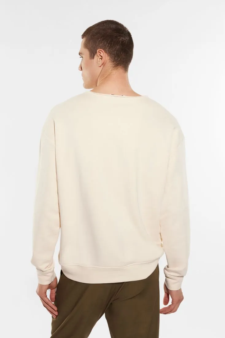 Felpa oversize monocolour con cuciture dettaglio e bottone