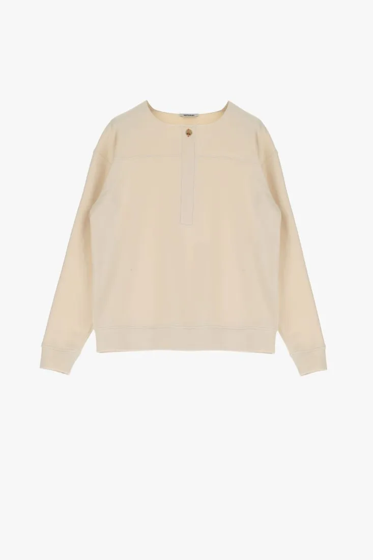 Felpa oversize monocolour con cuciture dettaglio e bottone
