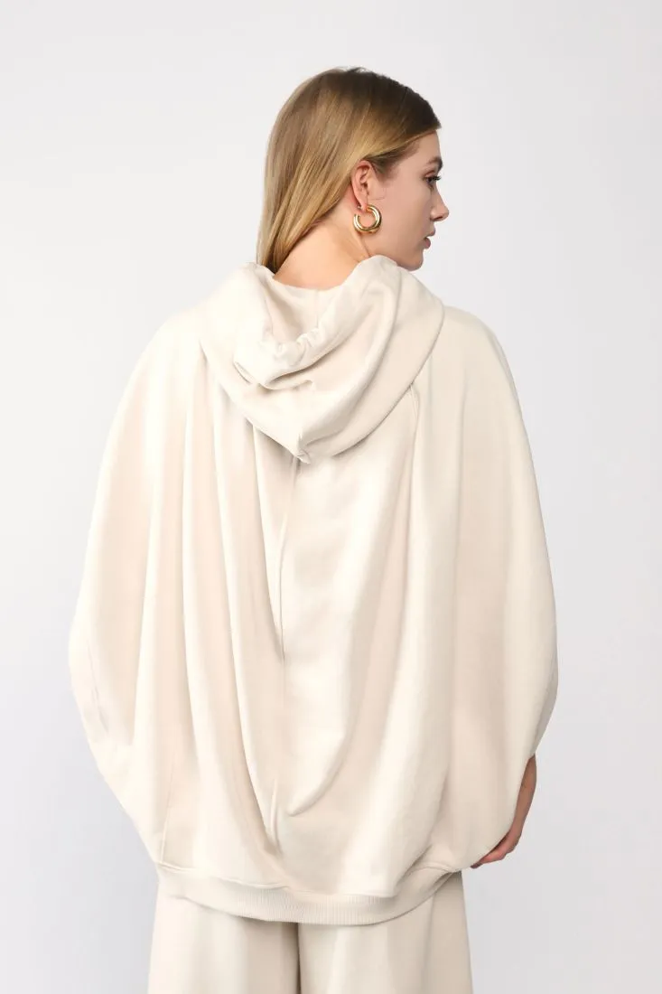 Felpa oversize senza maniche monocolour con cappuccio